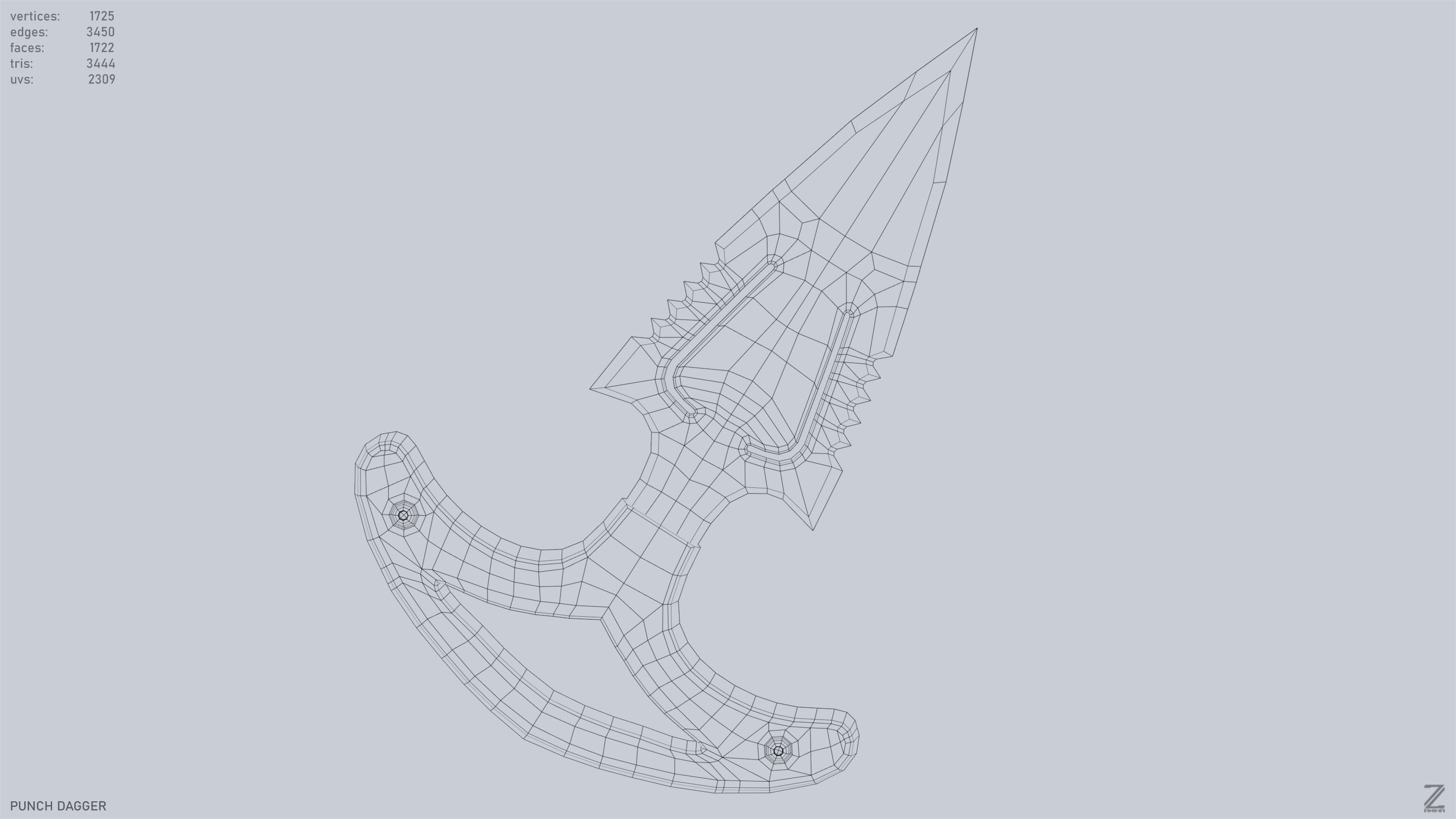 Punch dagger Low-poly 3D model_15