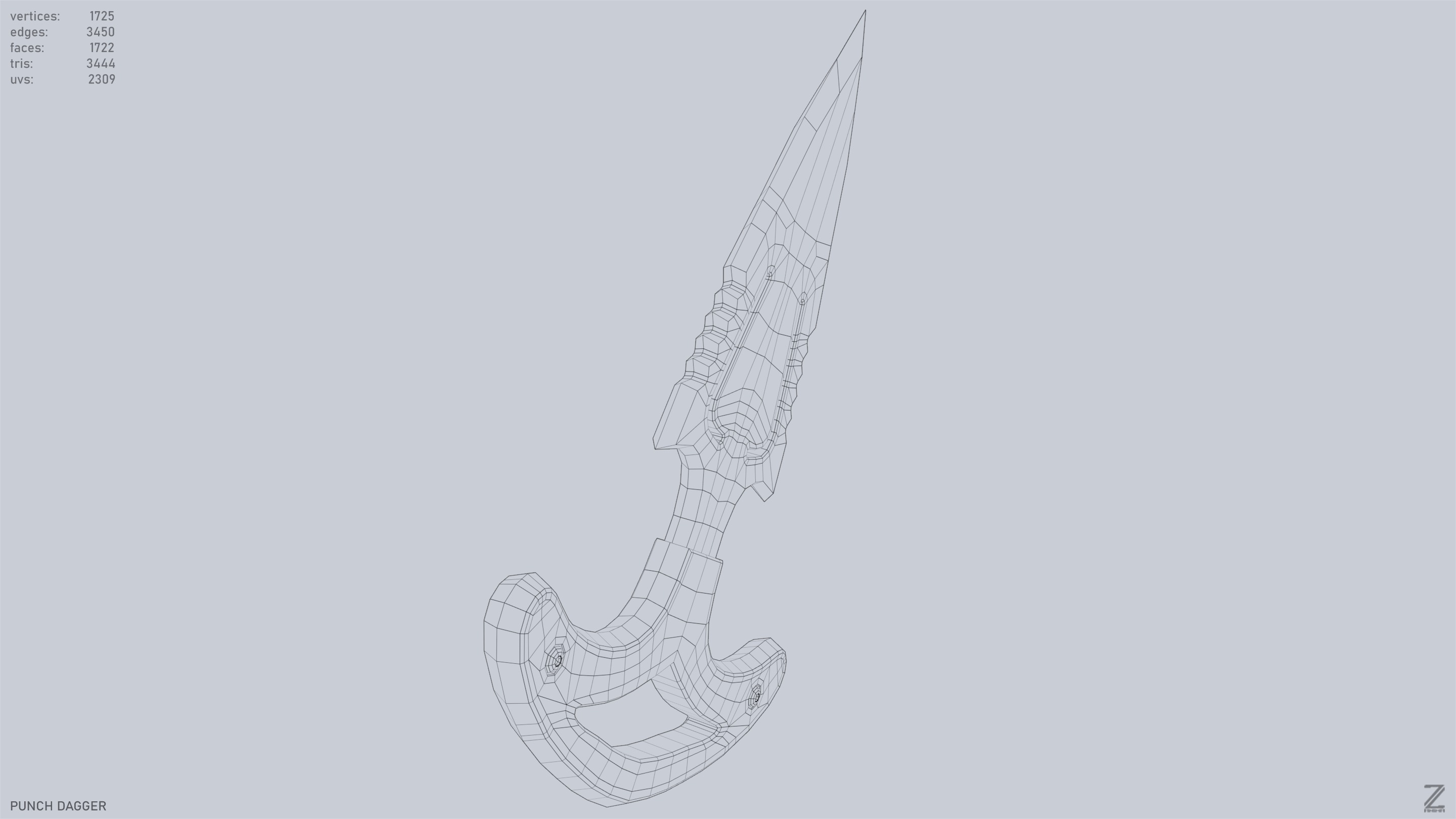 Punch dagger Low-poly 3D model_14