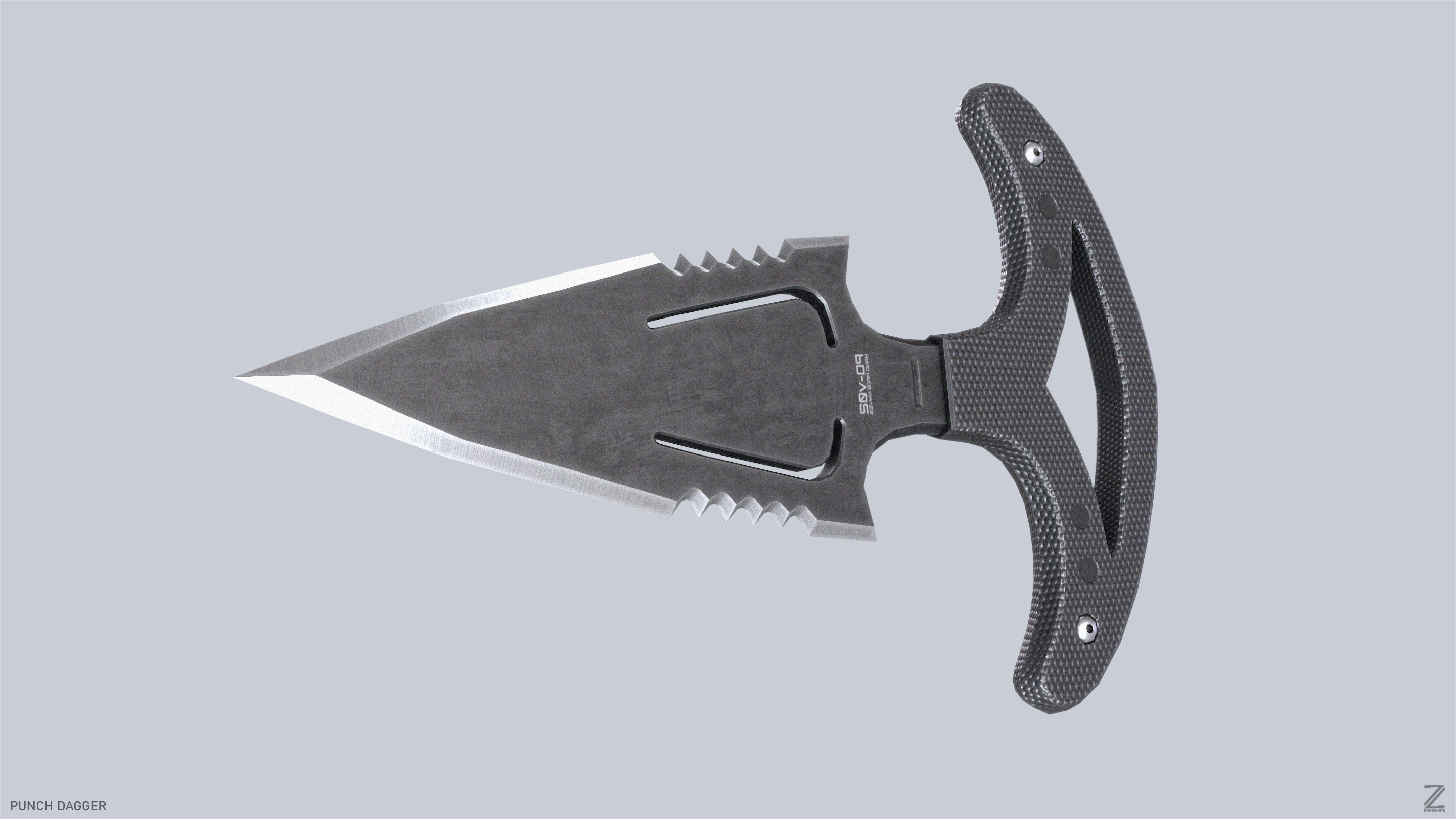 Punch dagger Low-poly 3D model_8