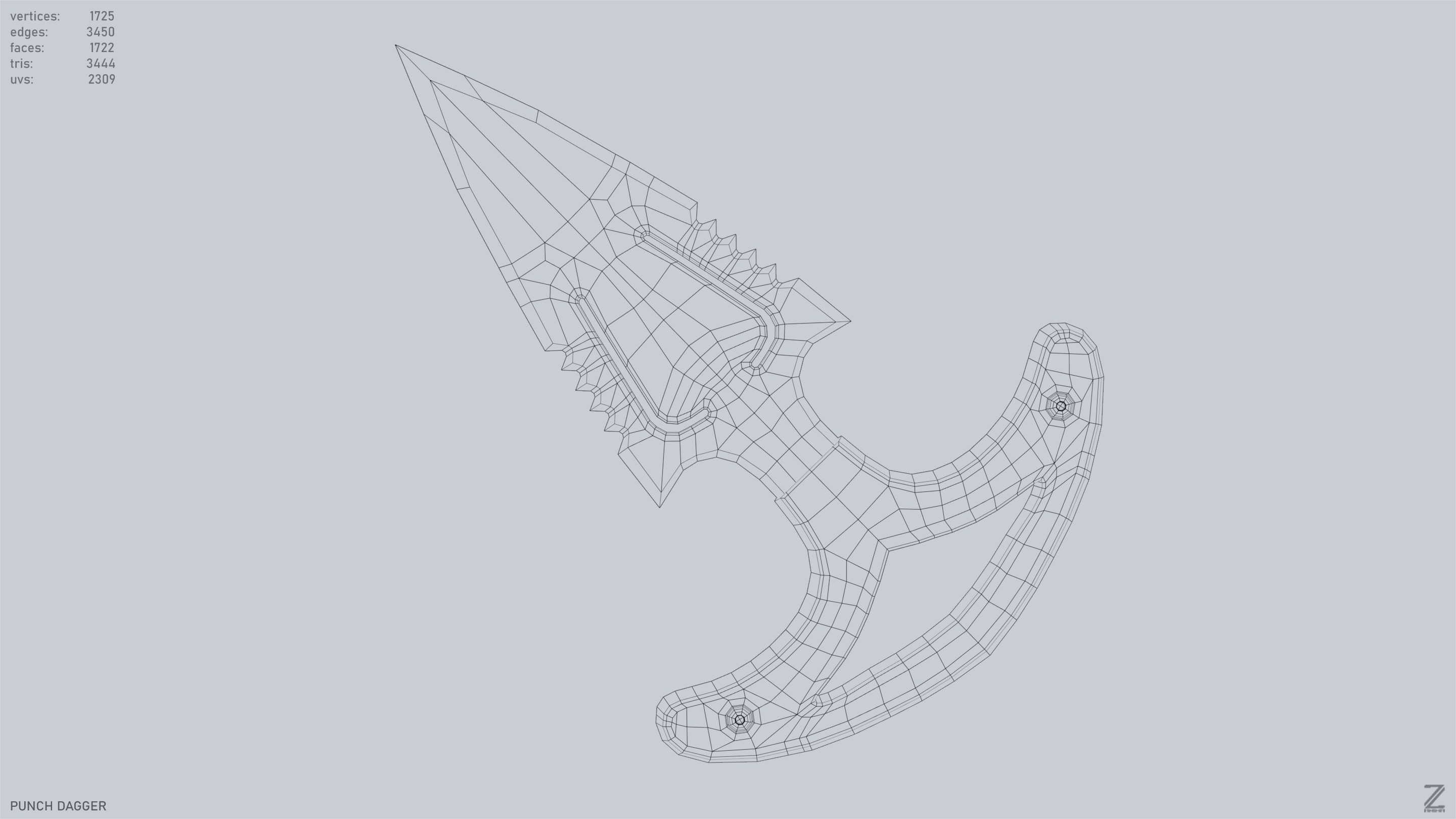 Punch dagger Low-poly 3D model_10