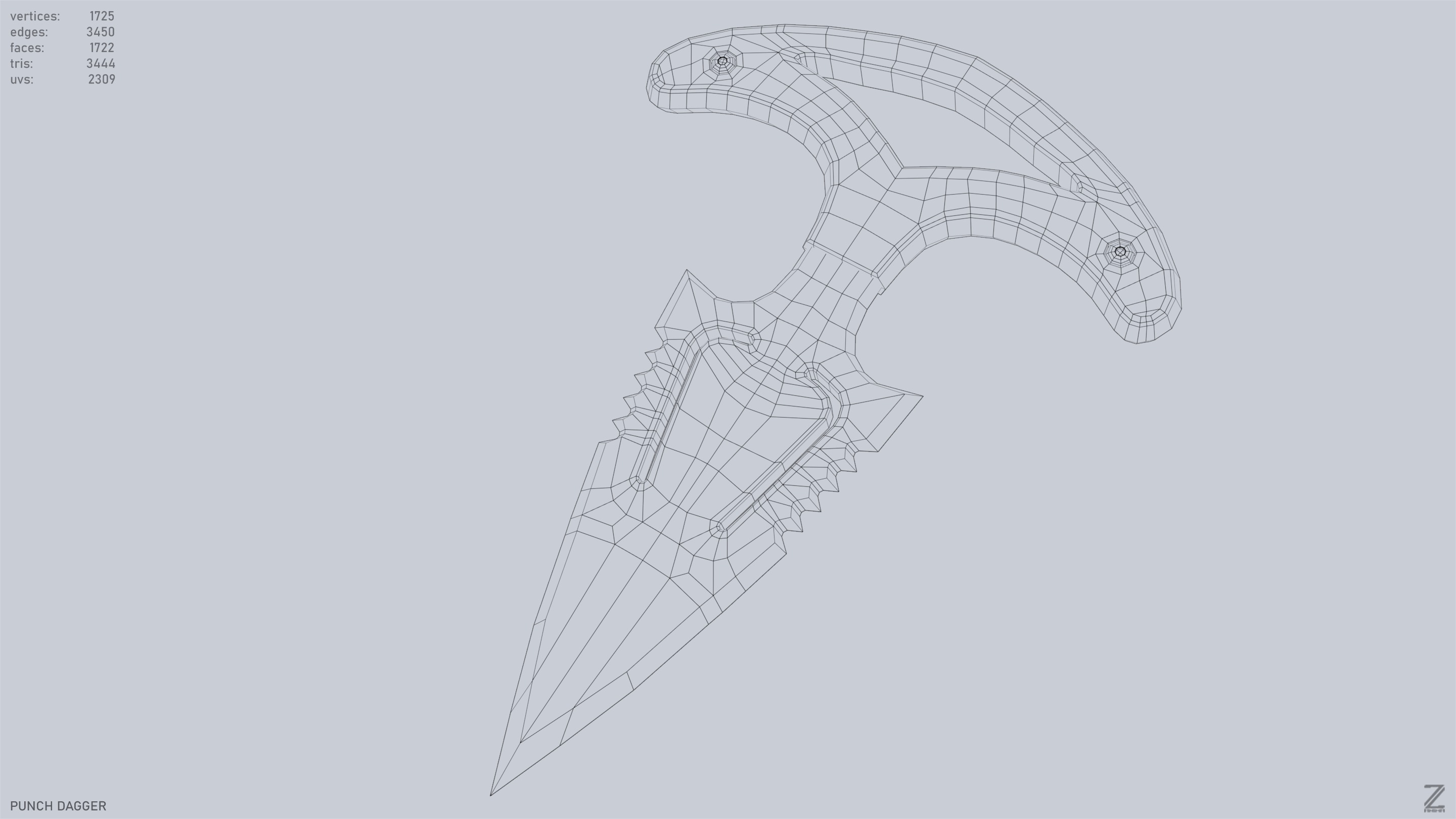 Punch dagger Low-poly 3D model_12