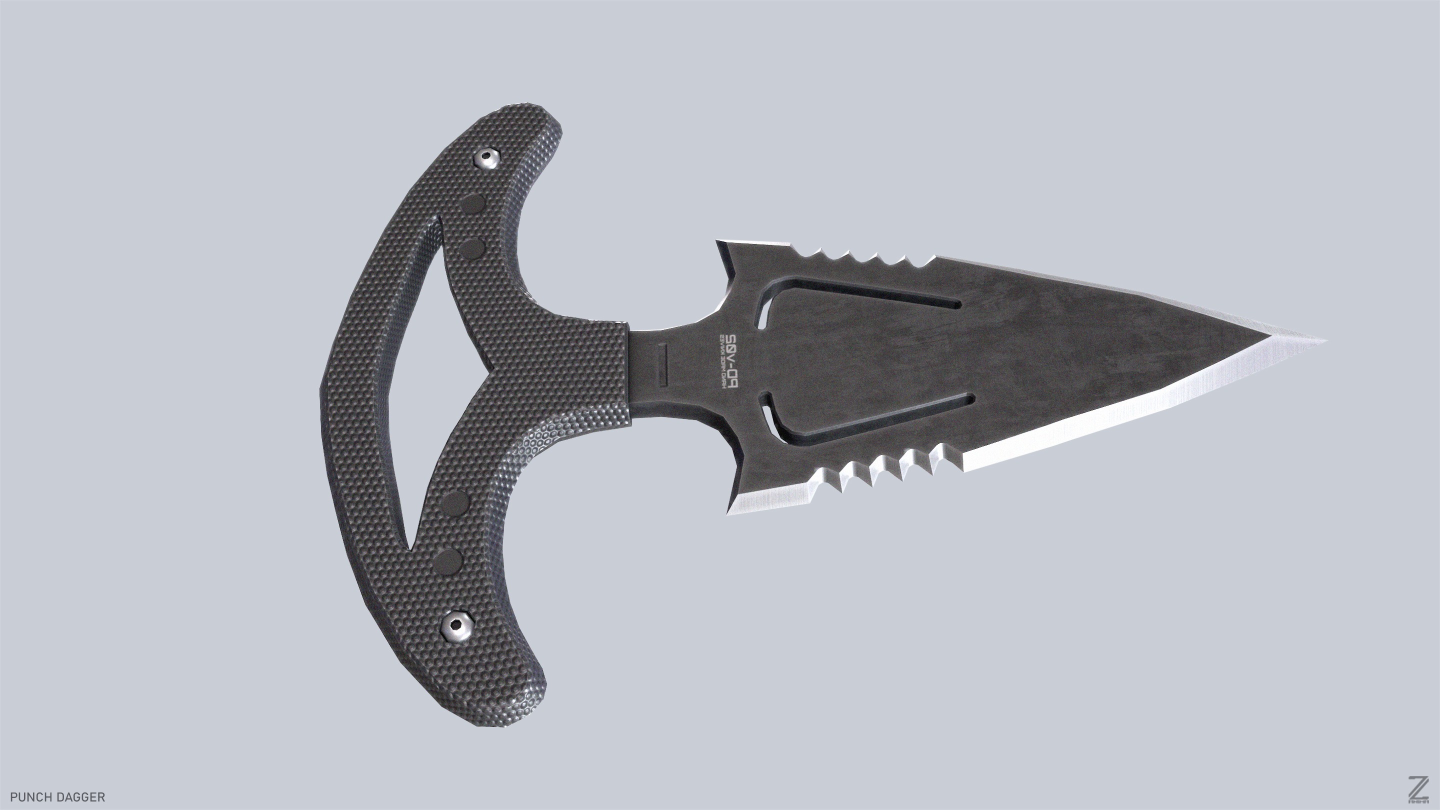 Punch dagger Low-poly 3D model_4