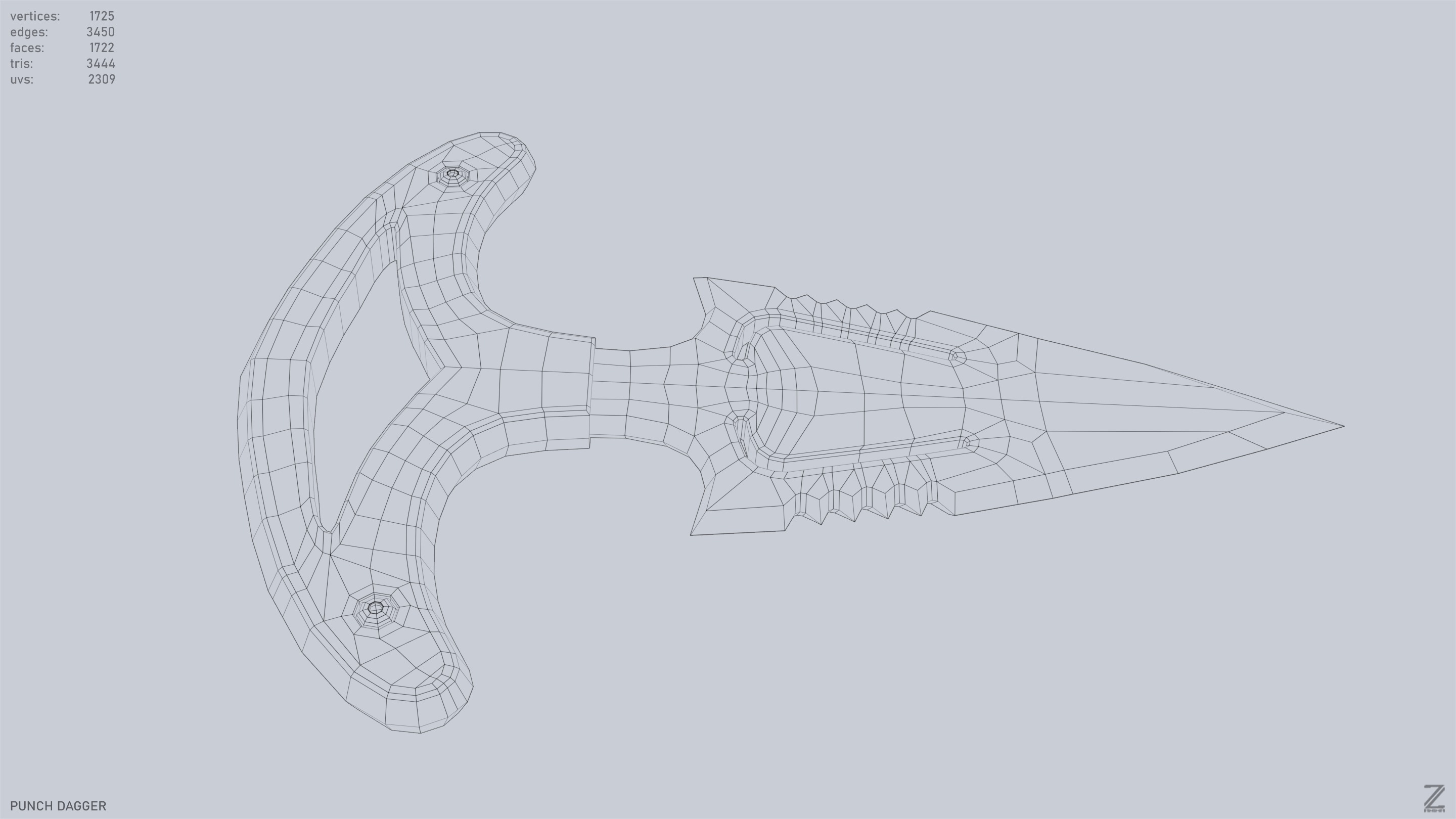 Punch dagger Low-poly 3D model_13
