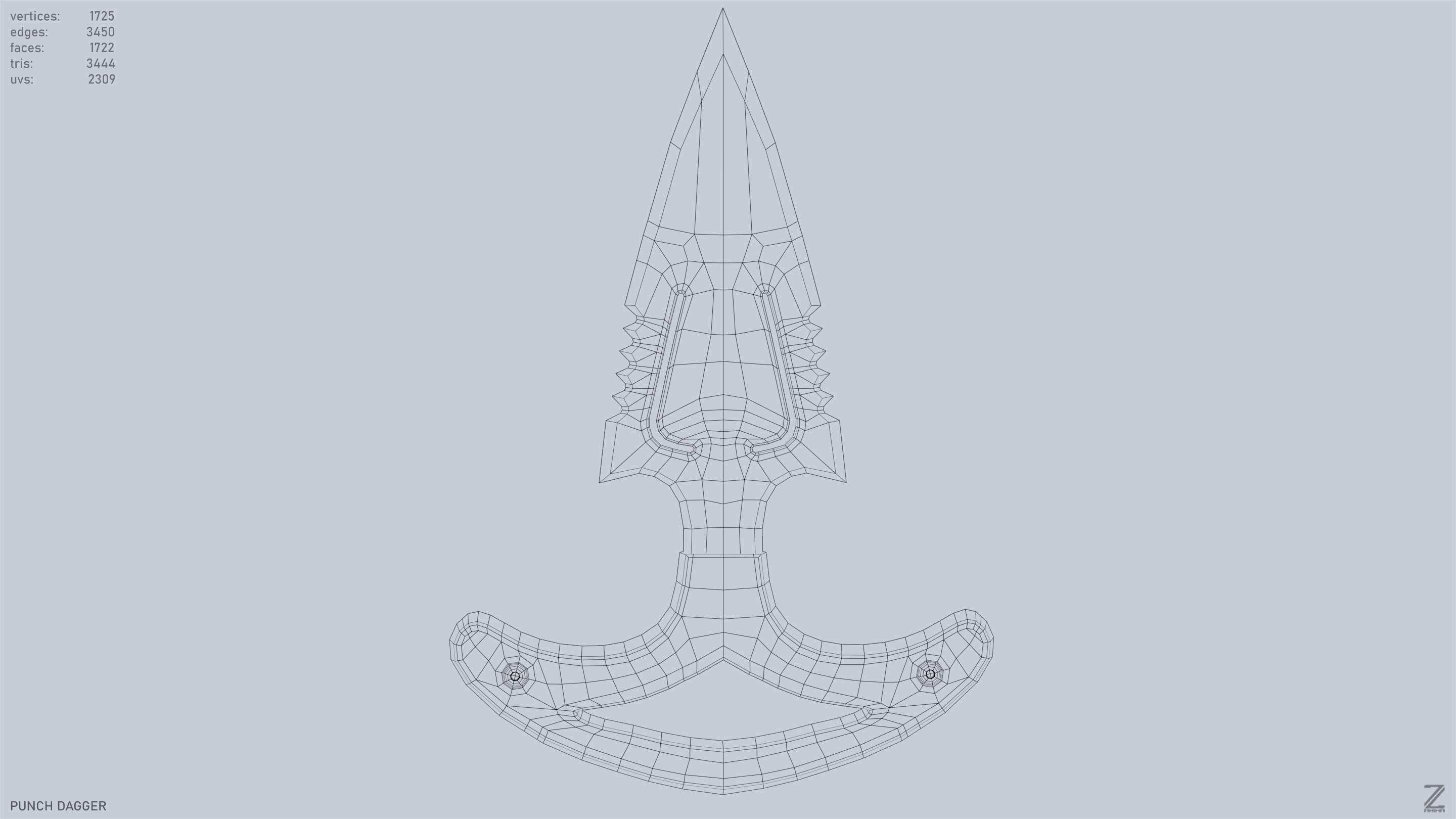 Punch dagger Low-poly 3D model_9