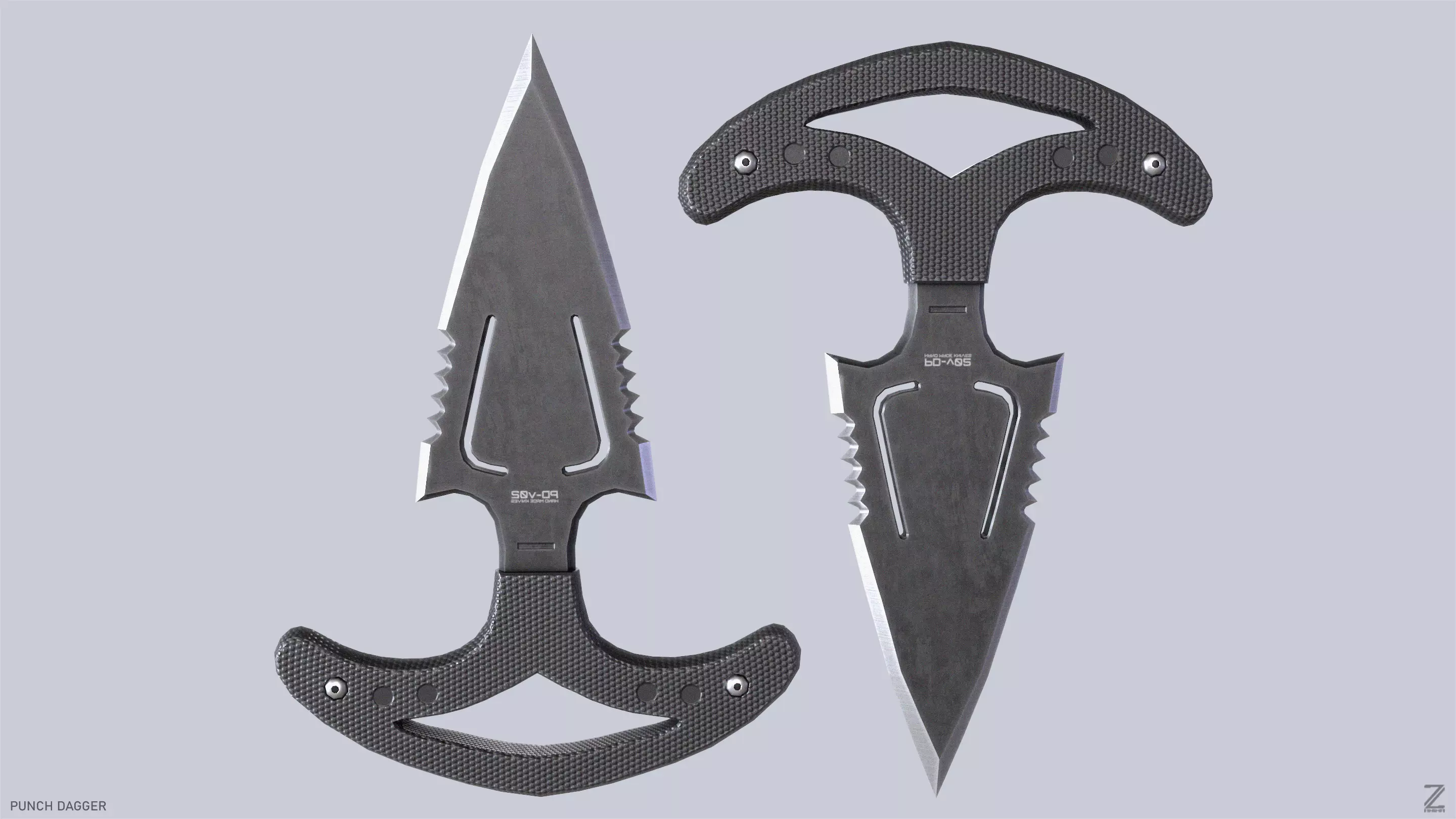 Punch dagger Low-poly 3D model_0