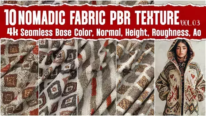 Nomadic Fabric VOL03 4K Seamless PNG PBR Textures Texture