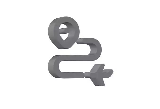 3d airplane journey icon Low-poly 3D model