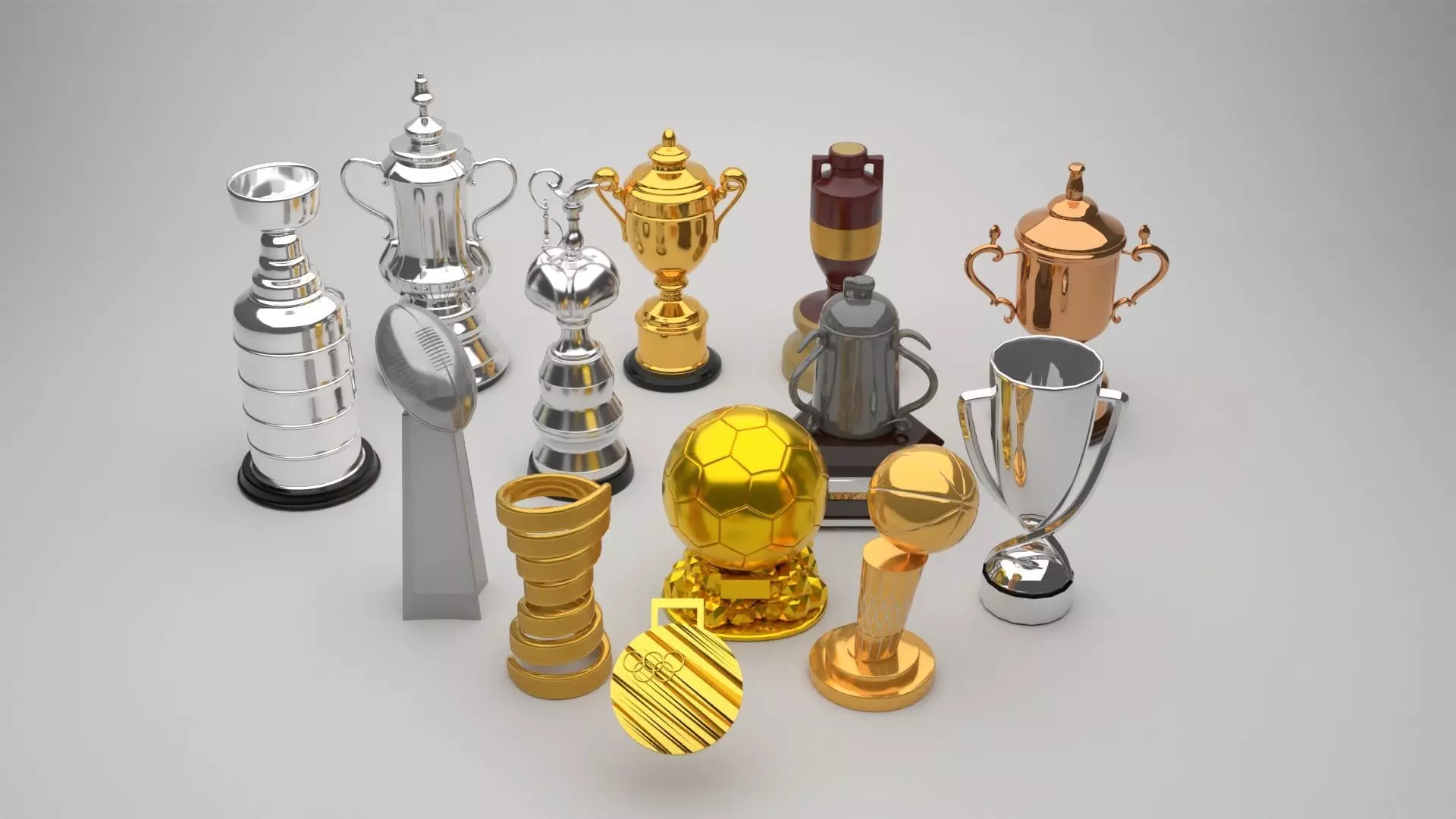 Sports Trophies set 3D model_0