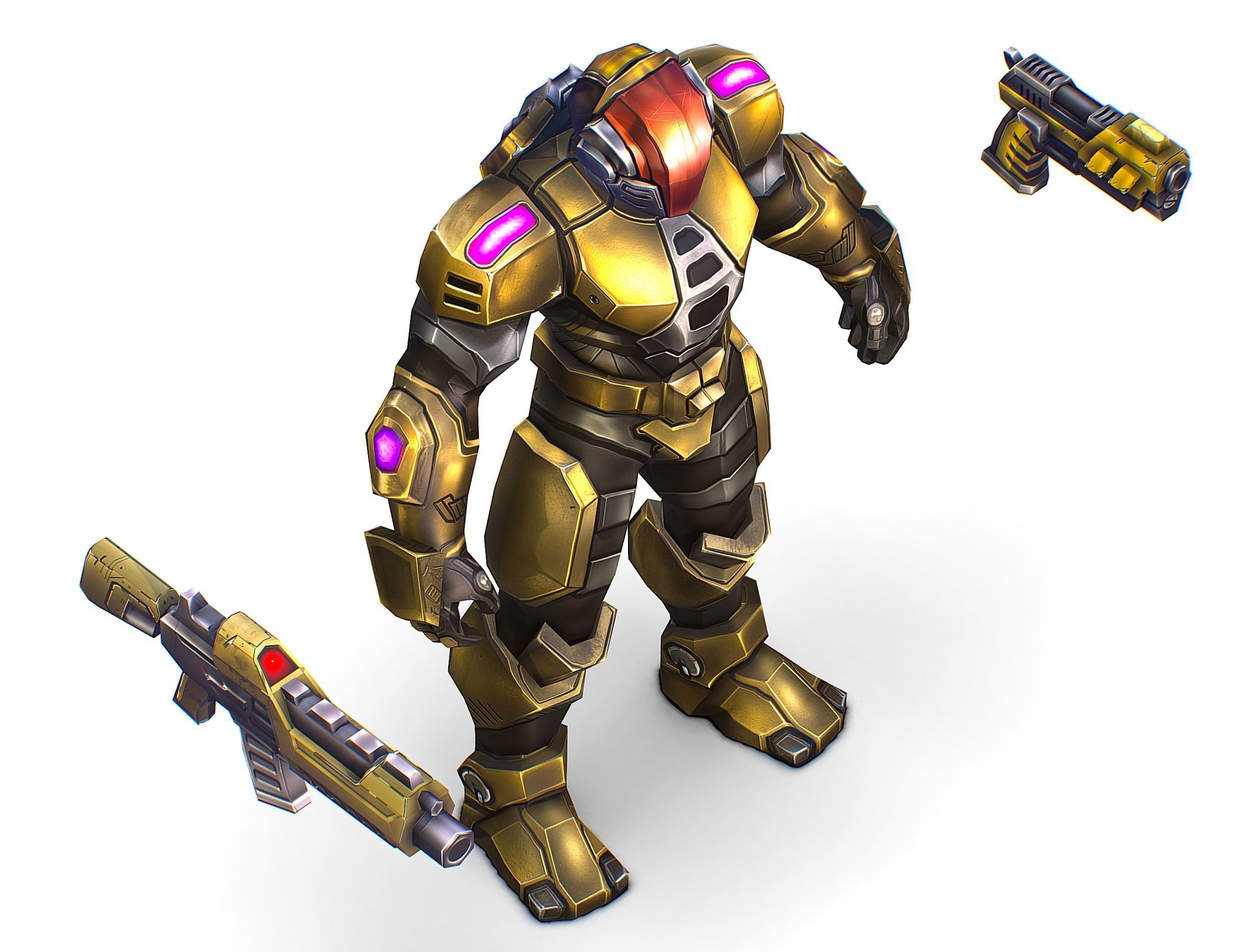 Cartoon Sci-Fi Cyborg Drone Trooper Soldier Low-poly 3D model_14