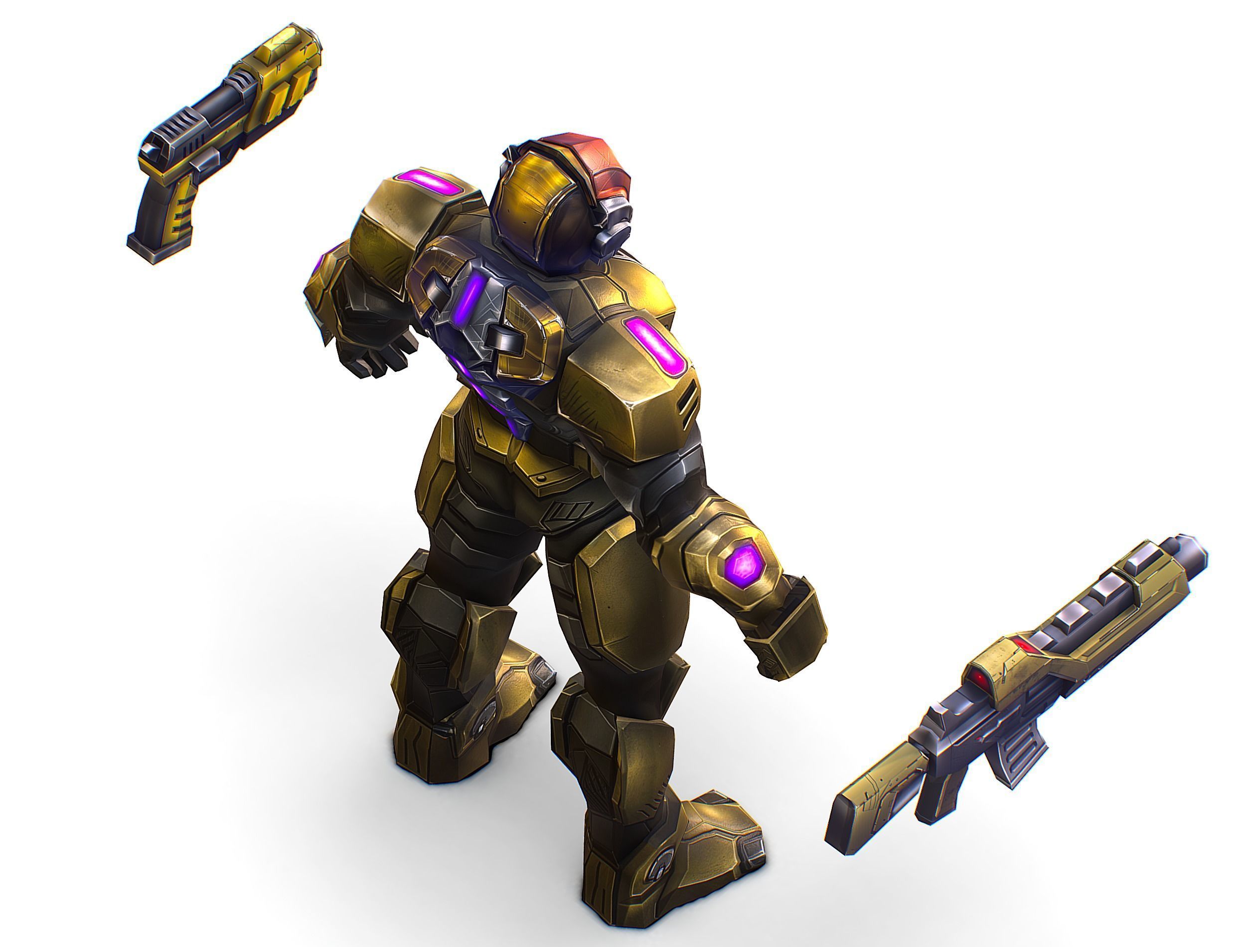 Cartoon Sci-Fi Cyborg Drone Trooper Soldier Low-poly 3D model_17