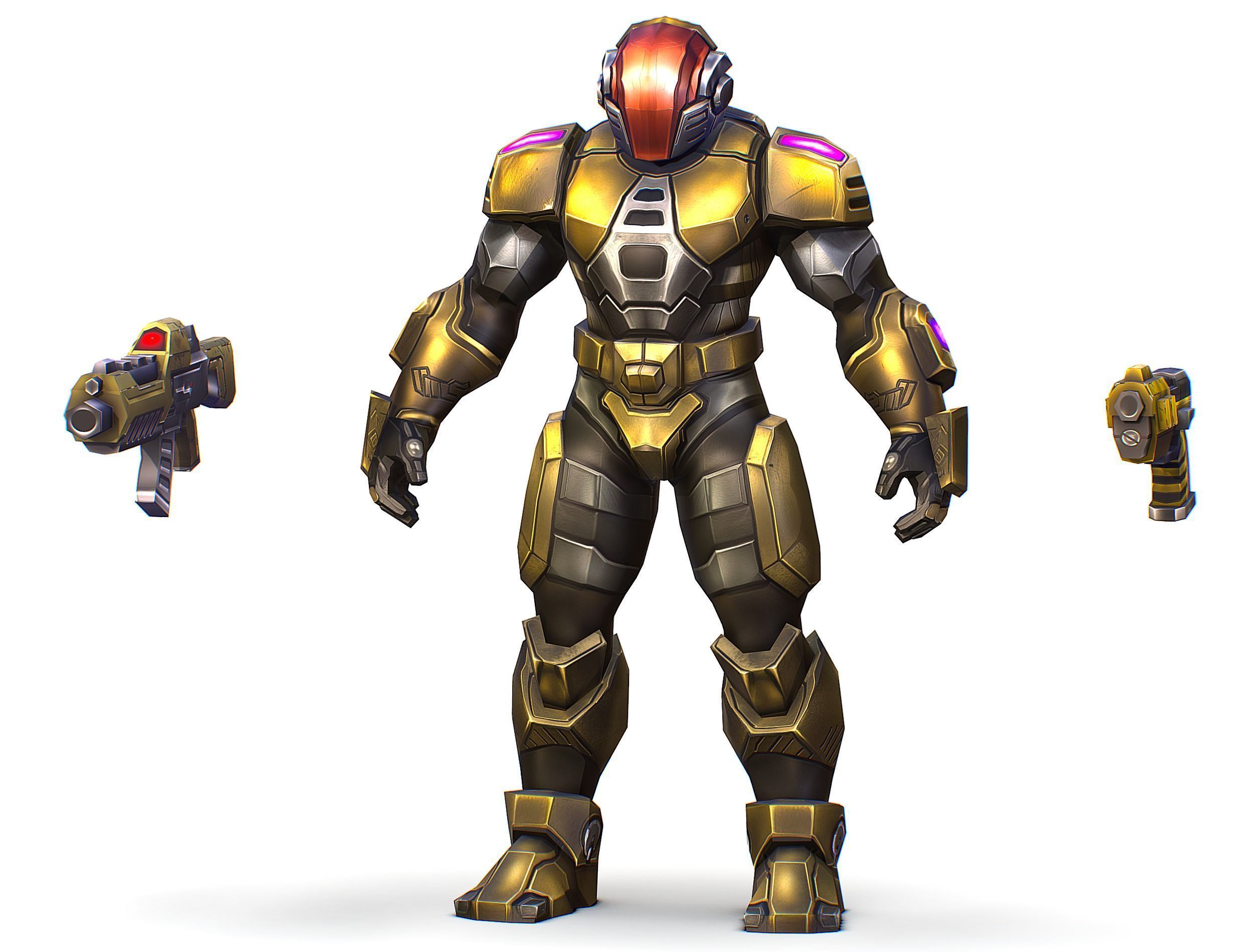 Cartoon Sci-Fi Cyborg Drone Trooper Soldier Low-poly 3D model_2