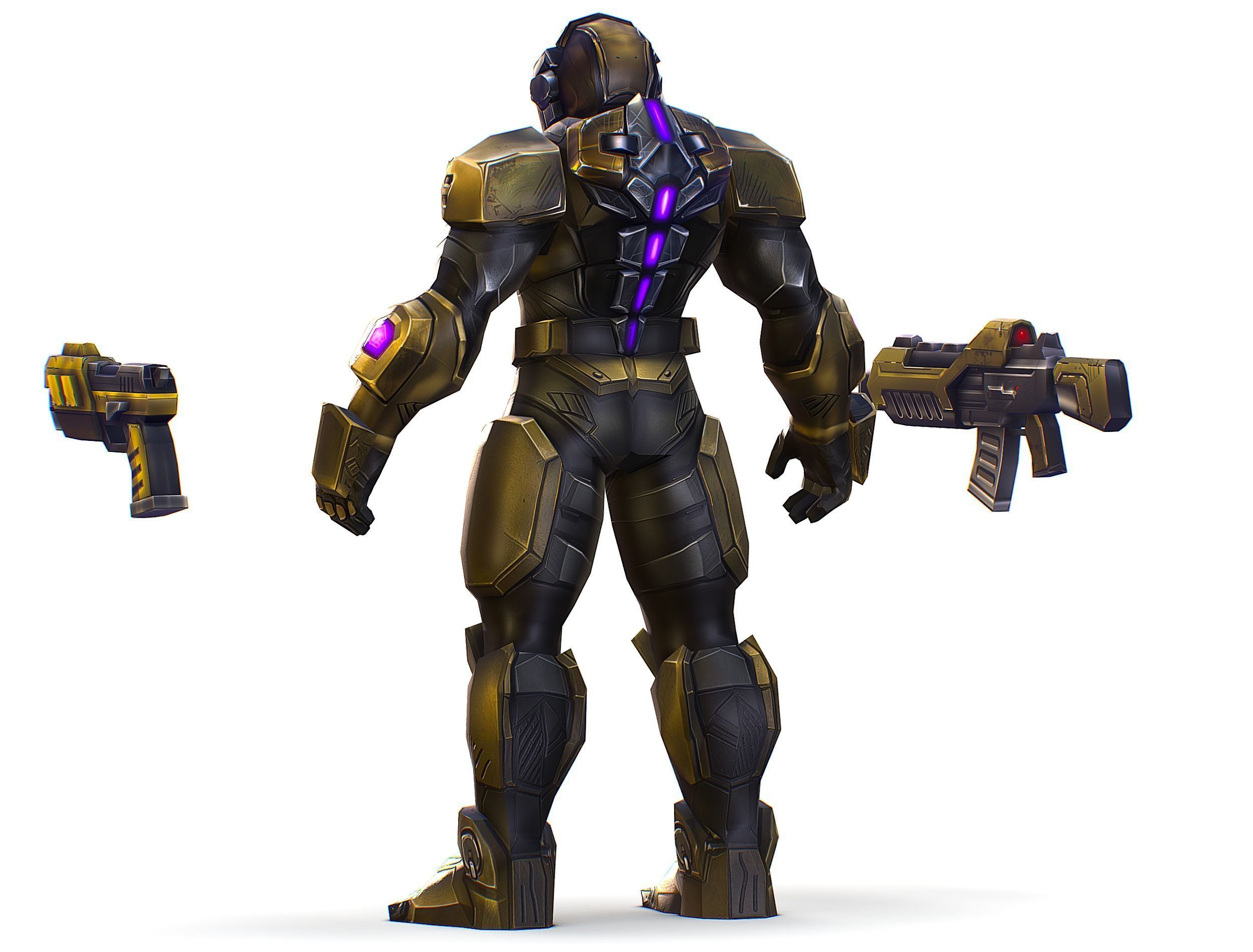 Cartoon Sci-Fi Cyborg Drone Trooper Soldier Low-poly 3D model_7