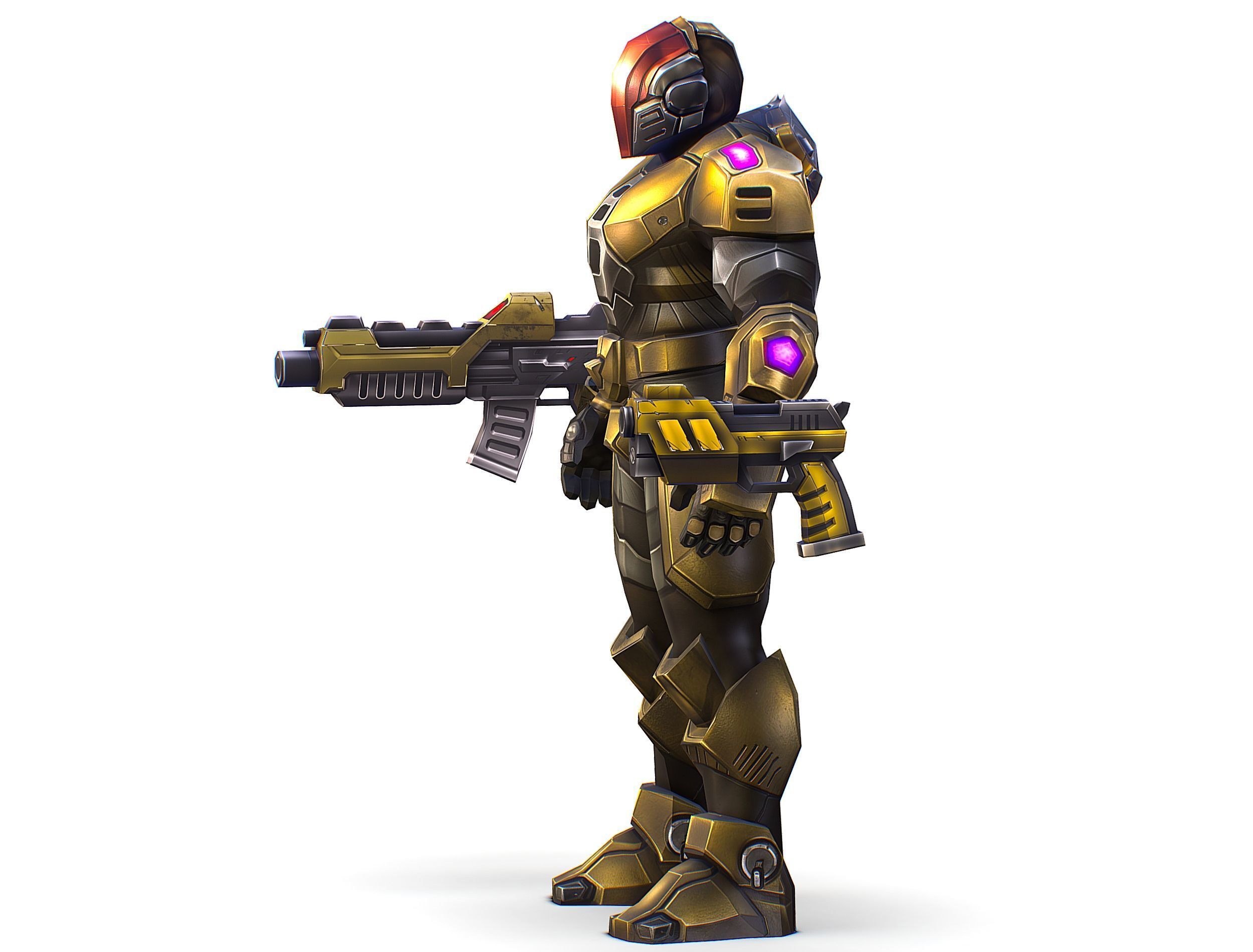 Cartoon Sci-Fi Cyborg Drone Trooper Soldier Low-poly 3D model_4