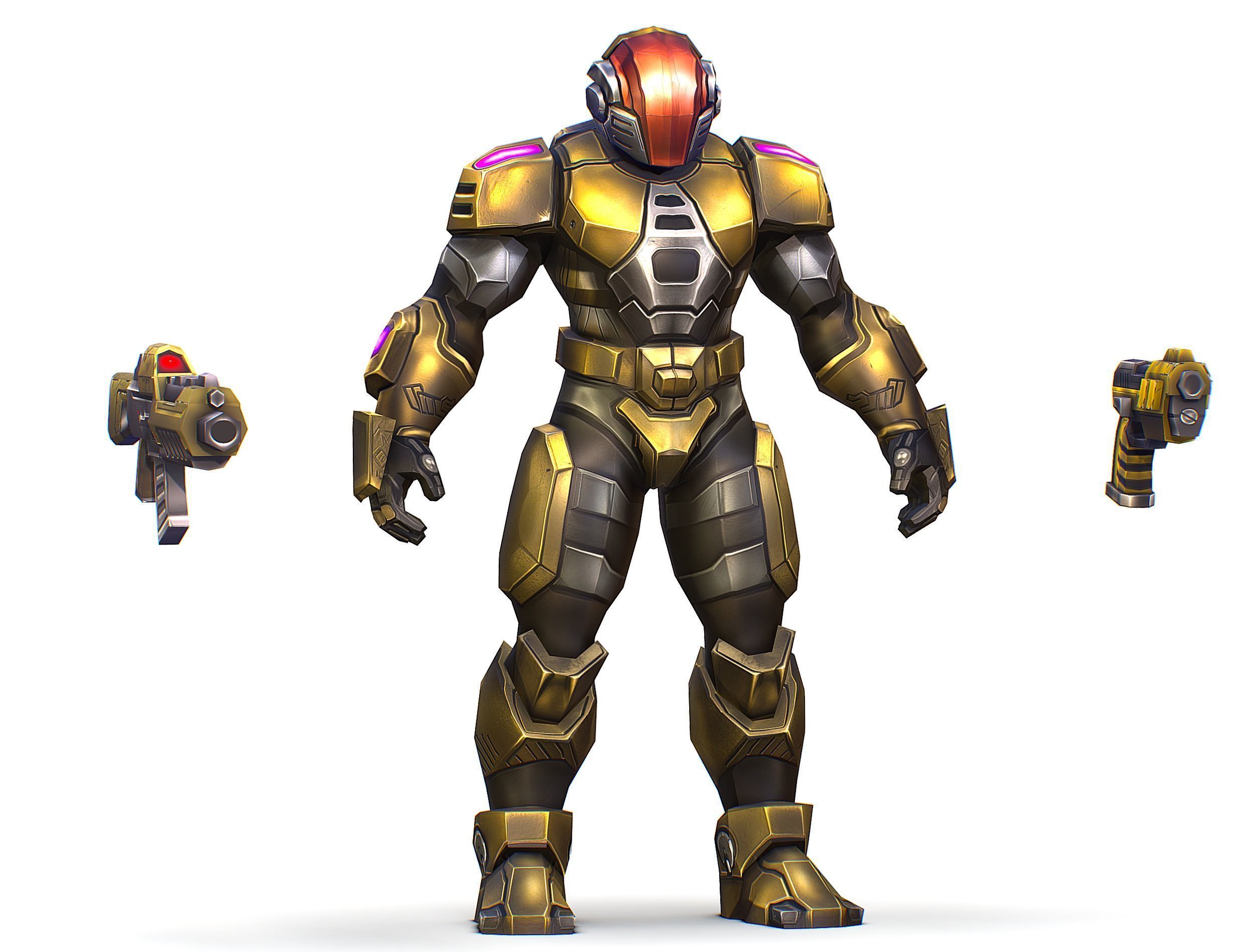 Cartoon Sci-Fi Cyborg Drone Trooper Soldier Low-poly 3D model_13