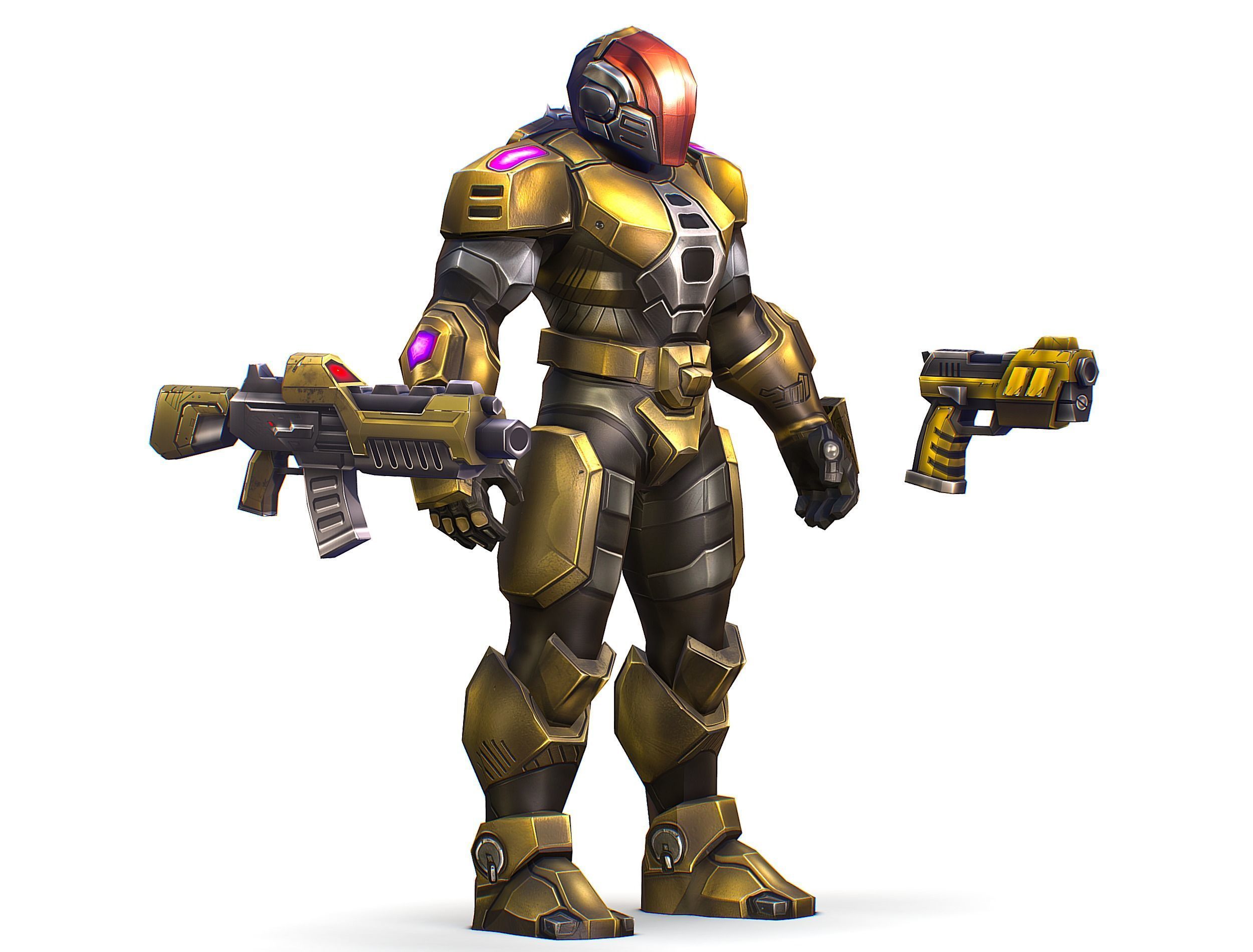 Cartoon Sci-Fi Cyborg Drone Trooper Soldier Low-poly 3D model_12