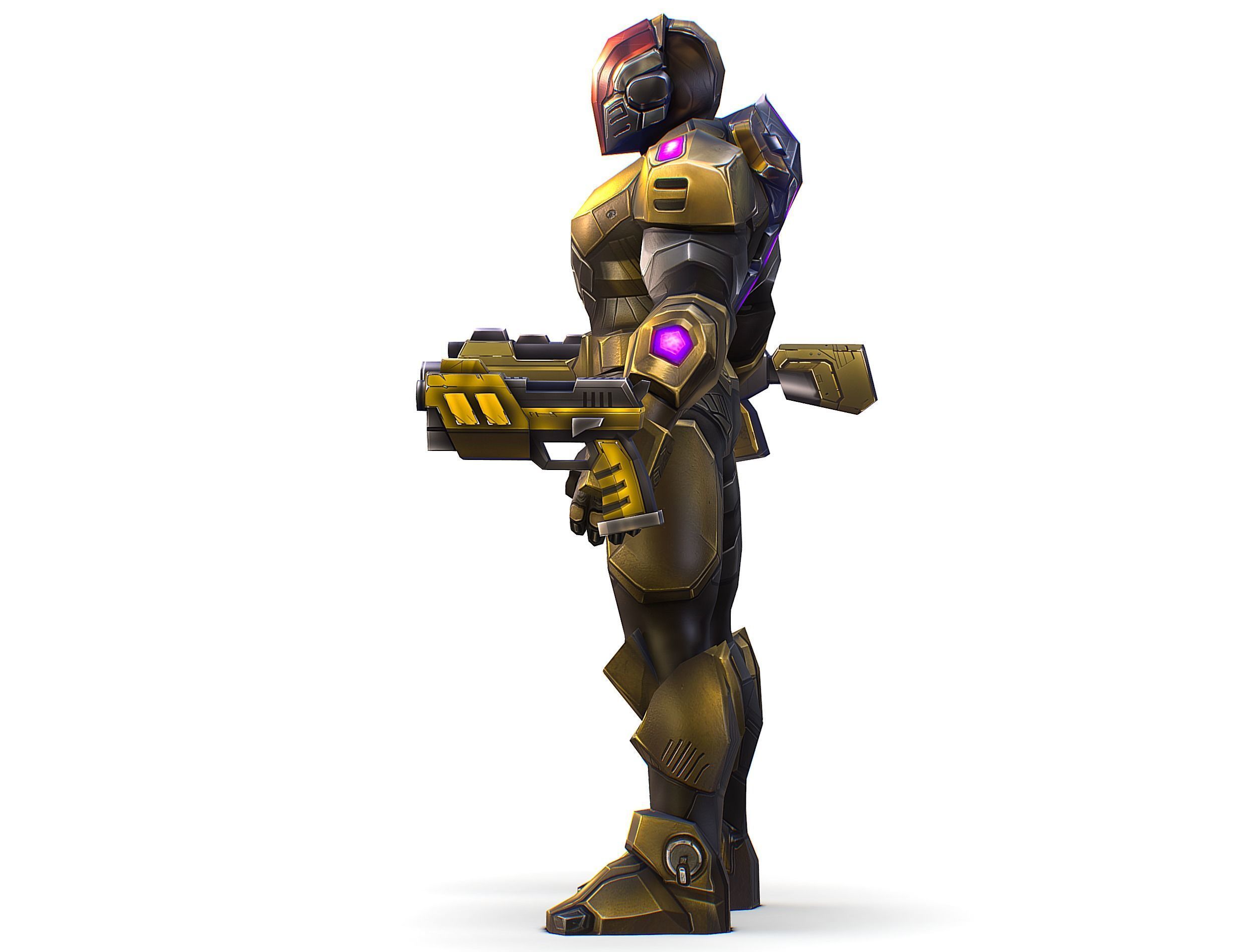 Cartoon Sci-Fi Cyborg Drone Trooper Soldier Low-poly 3D model_5