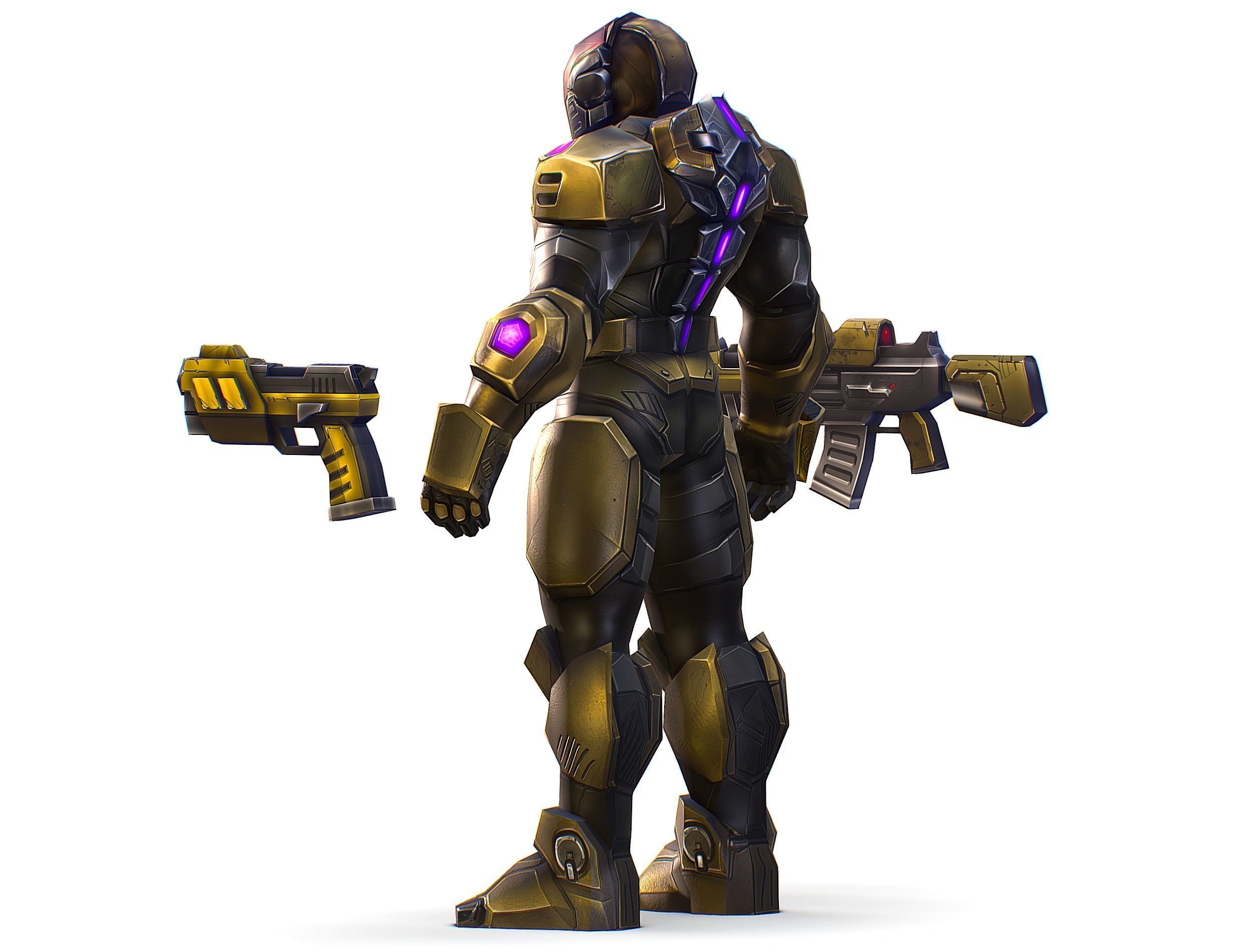 Cartoon Sci-Fi Cyborg Drone Trooper Soldier Low-poly 3D model_6