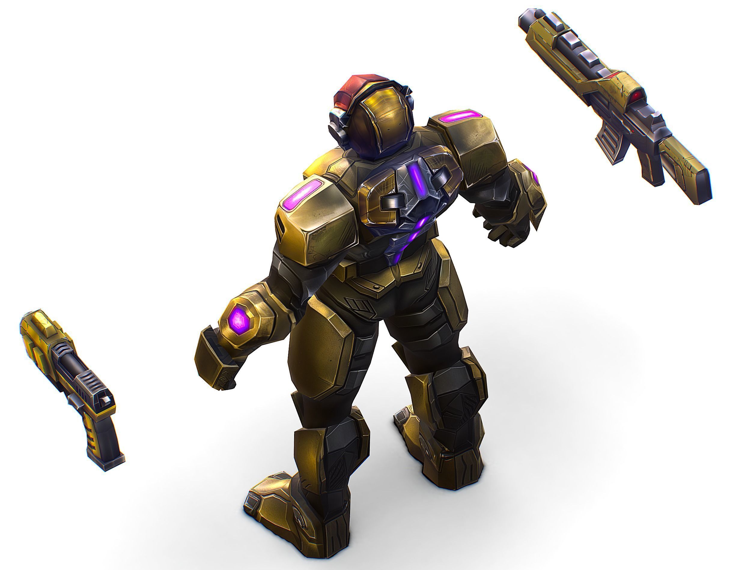 Cartoon Sci-Fi Cyborg Drone Trooper Soldier Low-poly 3D model_16