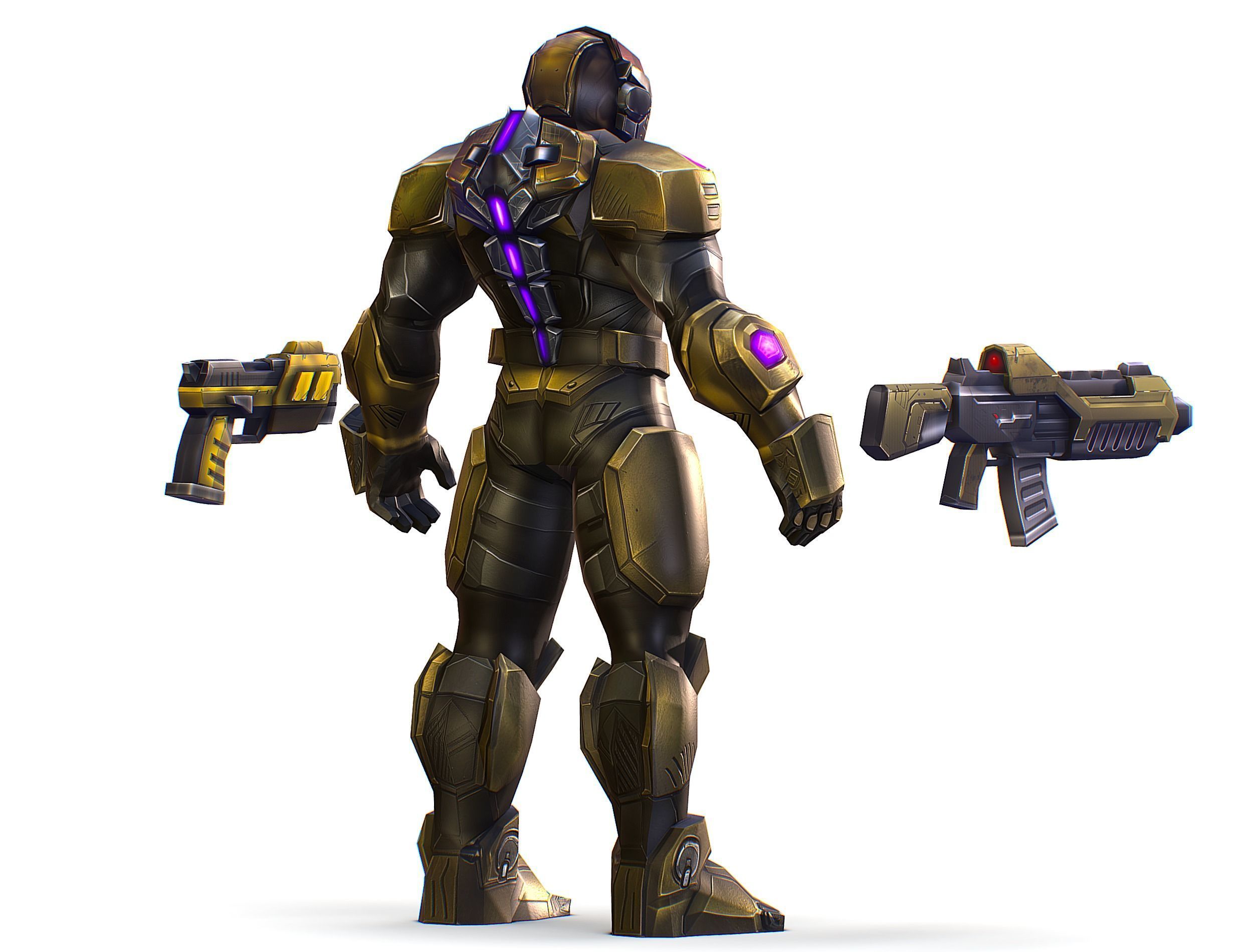 Cartoon Sci-Fi Cyborg Drone Trooper Soldier Low-poly 3D model_9