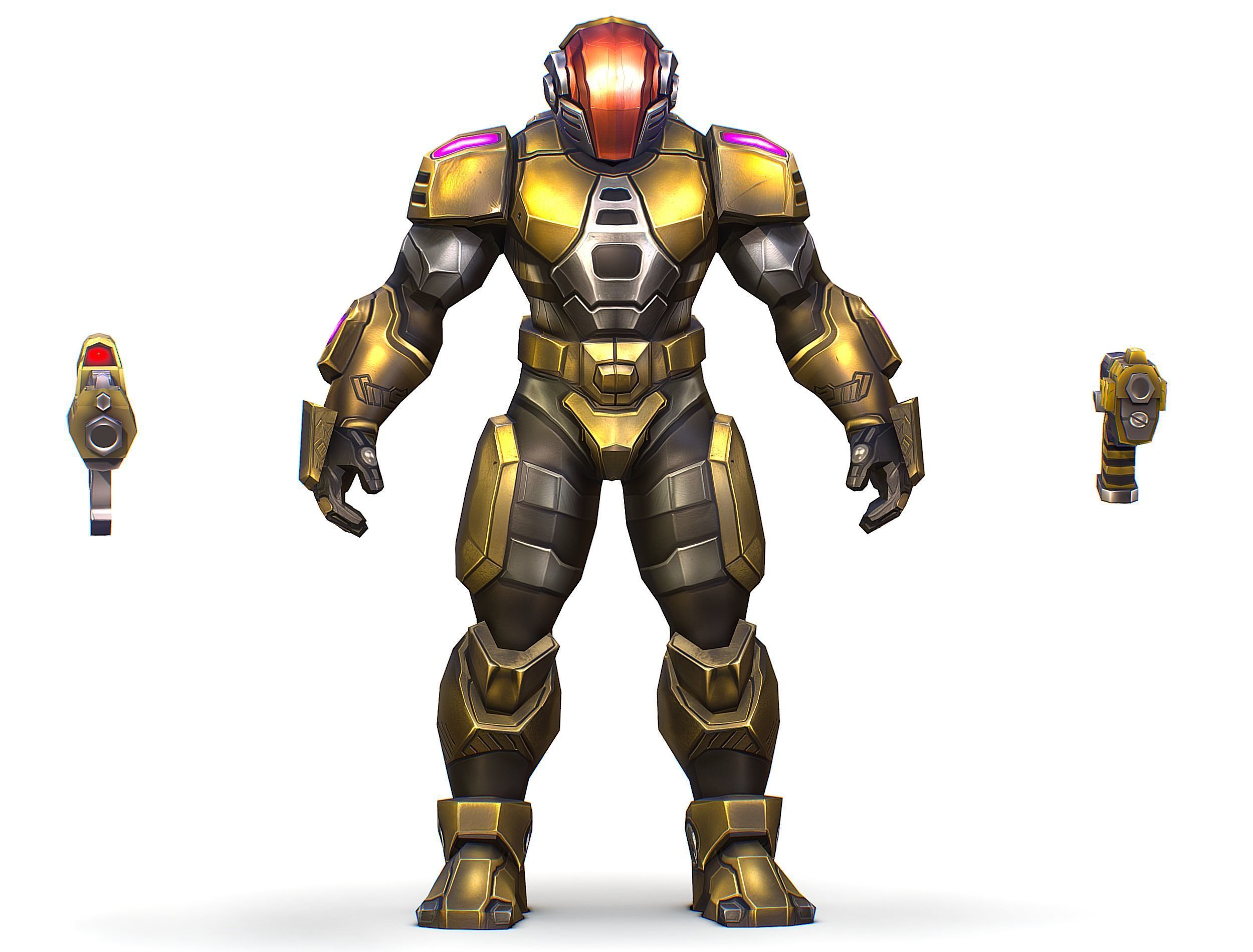 Cartoon Sci-Fi Cyborg Drone Trooper Soldier Low-poly 3D model_1