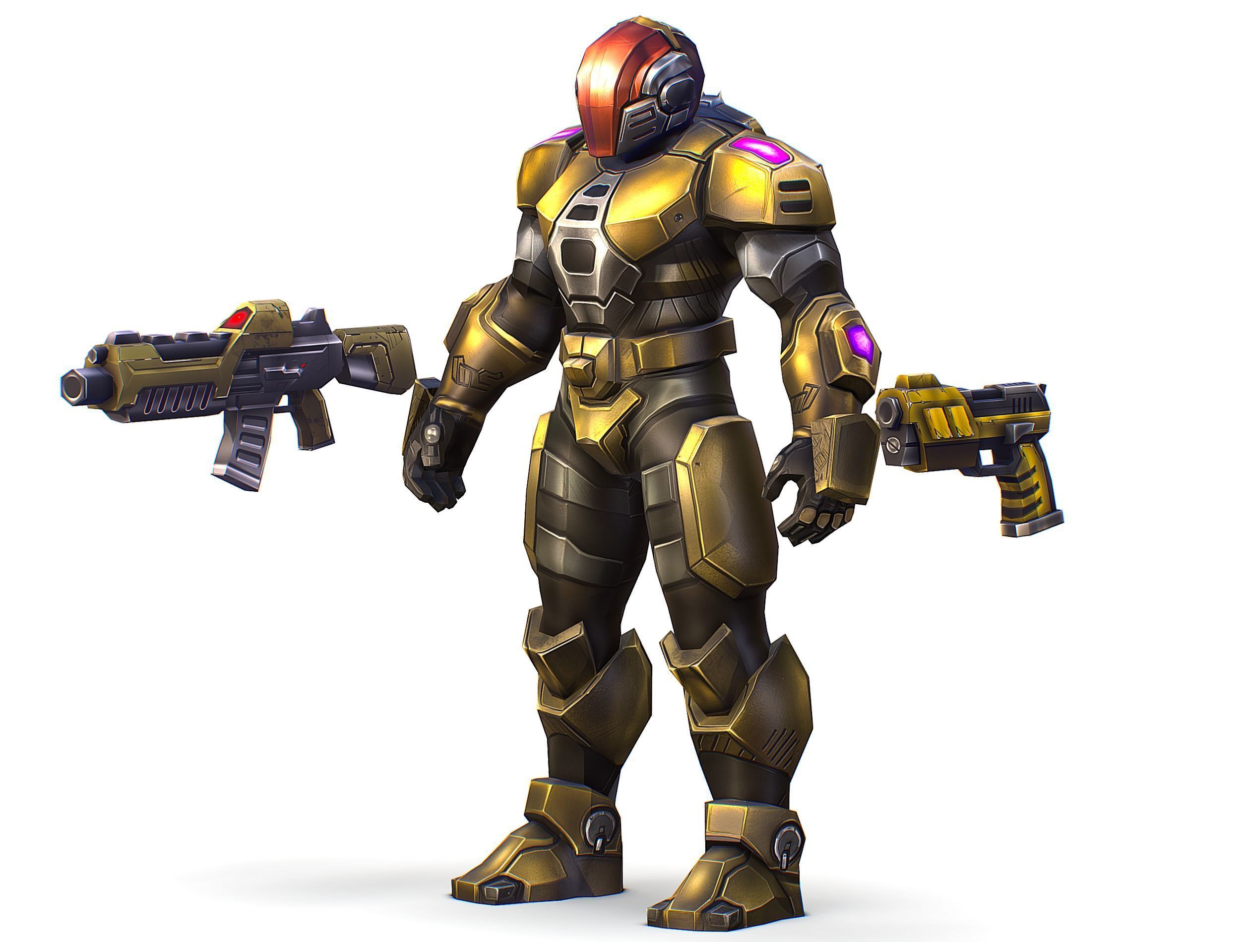 Cartoon Sci-Fi Cyborg Drone Trooper Soldier Low-poly 3D model_3