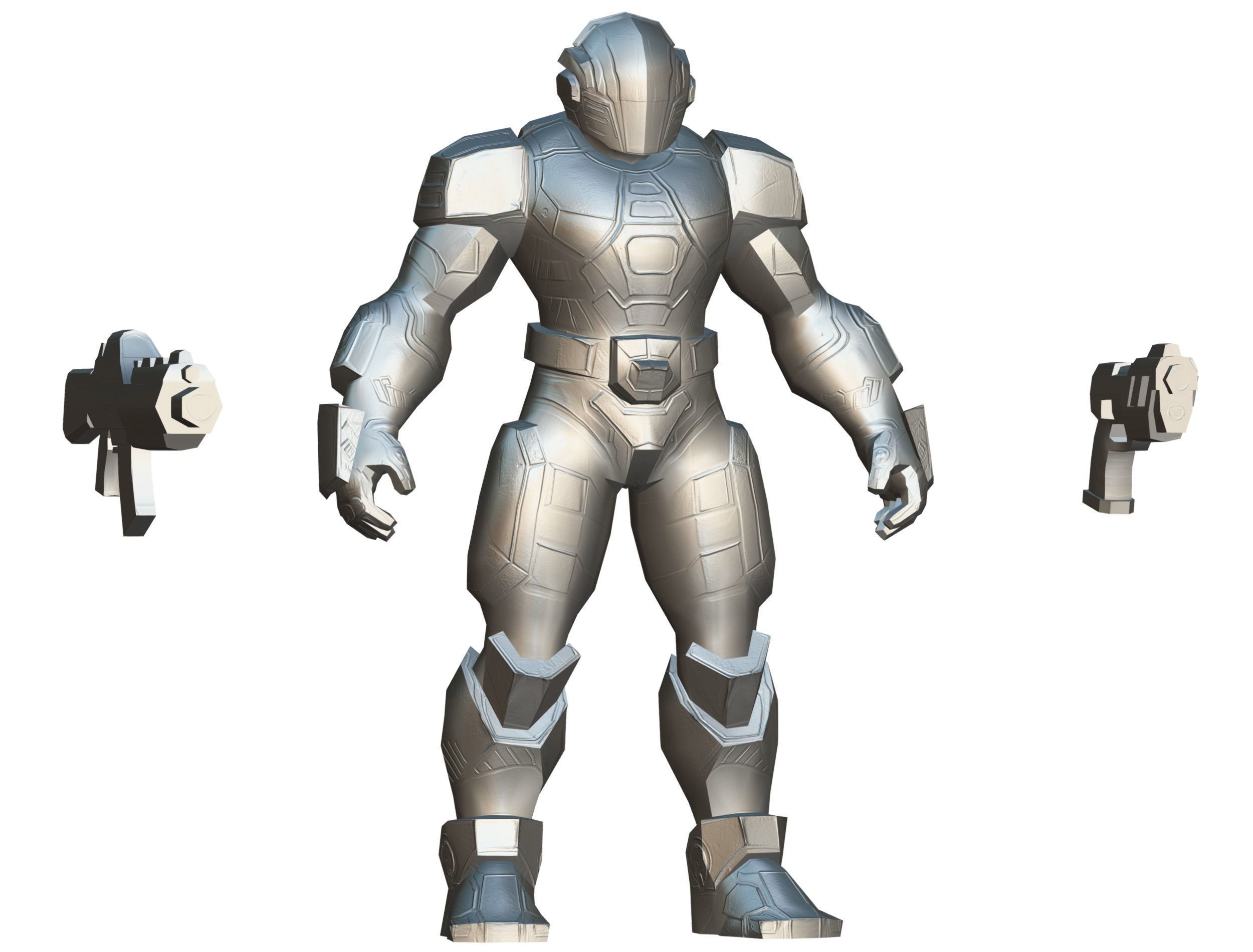 Cartoon Sci-Fi Cyborg Drone Trooper Soldier Low-poly 3D model_83