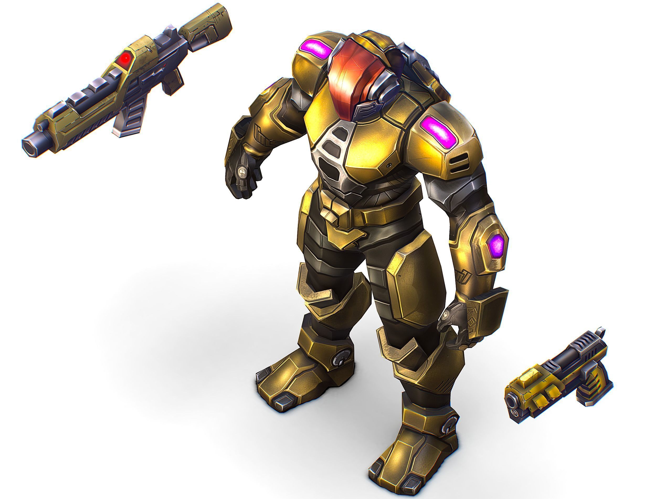 Cartoon Sci-Fi Cyborg Drone Trooper Soldier Low-poly 3D model_15