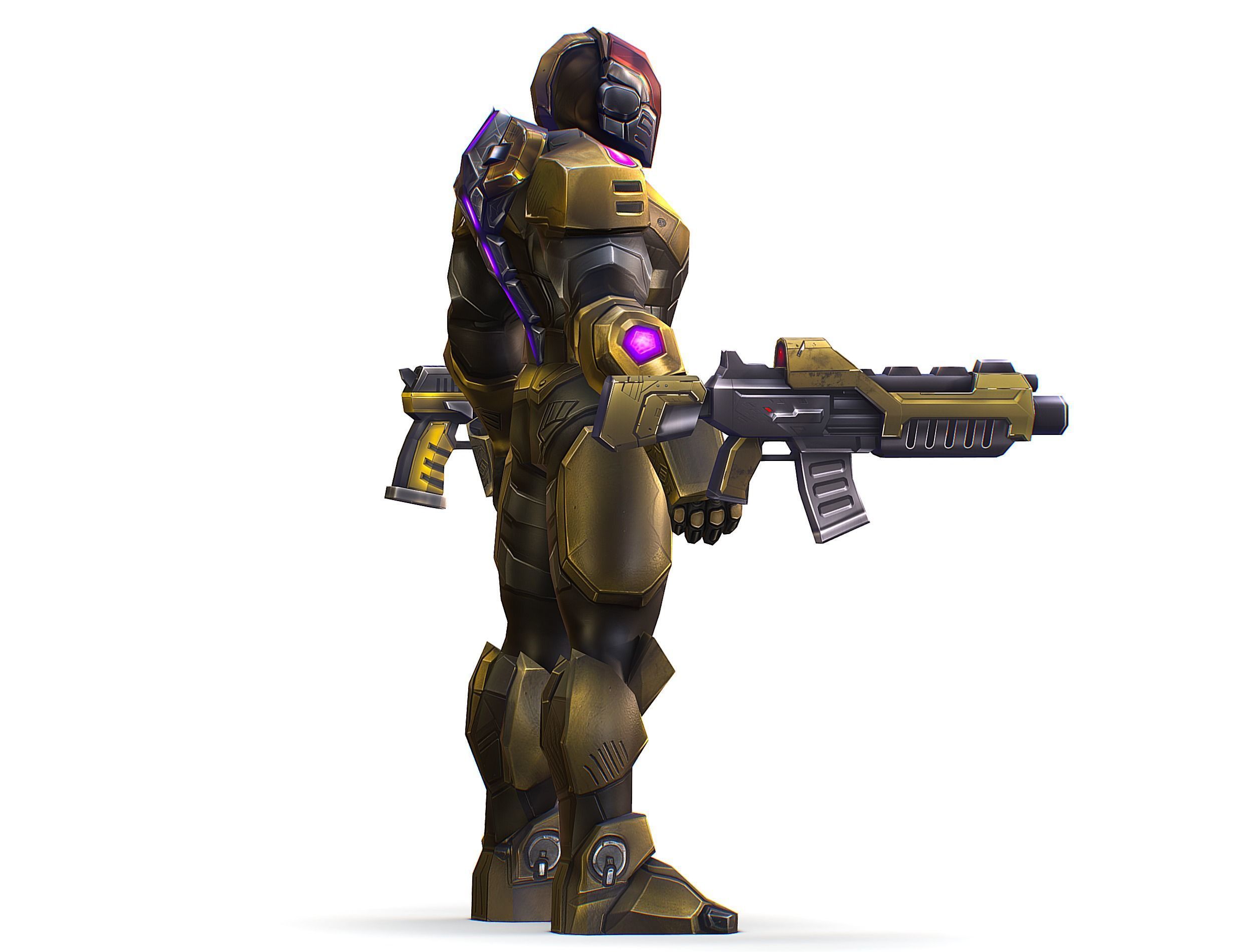 Cartoon Sci-Fi Cyborg Drone Trooper Soldier Low-poly 3D model_10