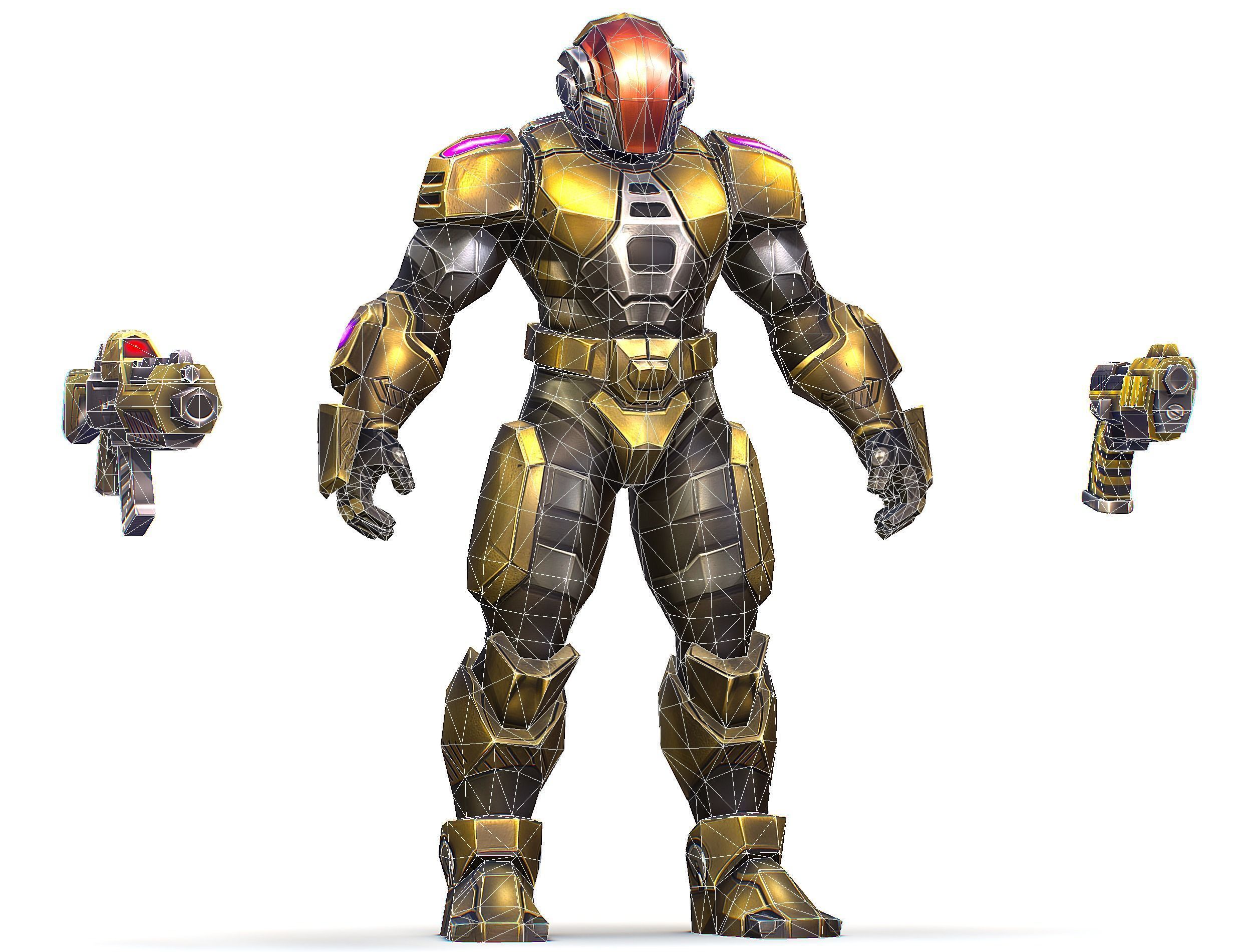 Cartoon Sci-Fi Cyborg Drone Trooper Soldier Low-poly 3D model_81