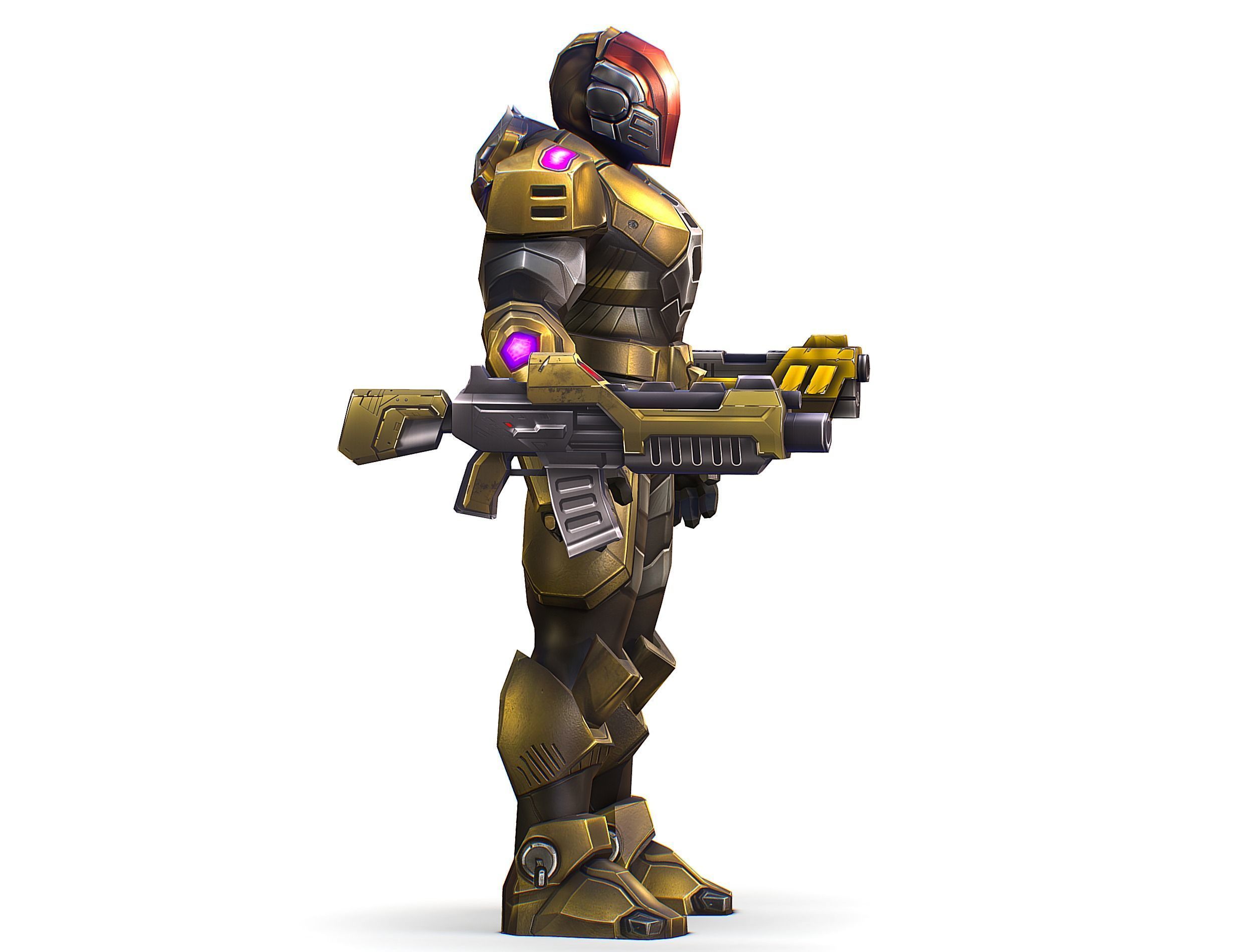 Cartoon Sci-Fi Cyborg Drone Trooper Soldier Low-poly 3D model_11