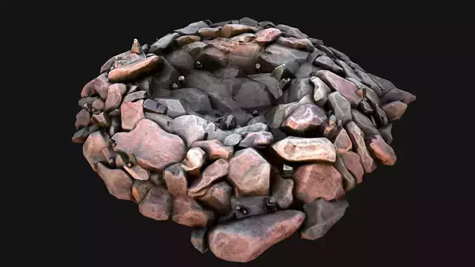 Tin Ore Deposits Minerals in Rocks Low-poly 3D model