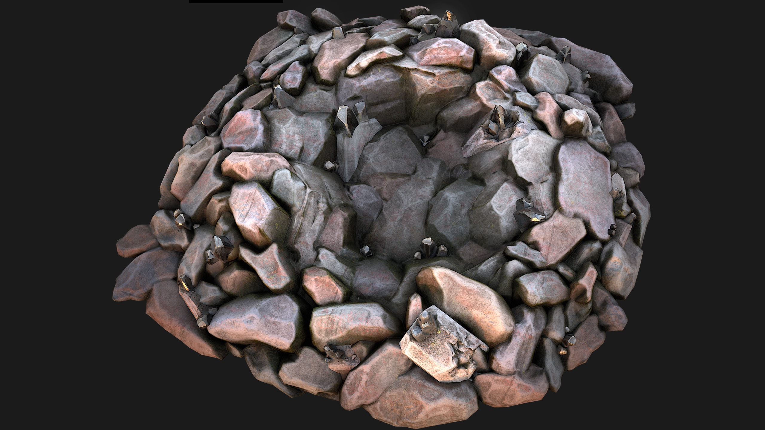 Tin Ore Deposits Minerals in Rocks Low-poly 3D model_2