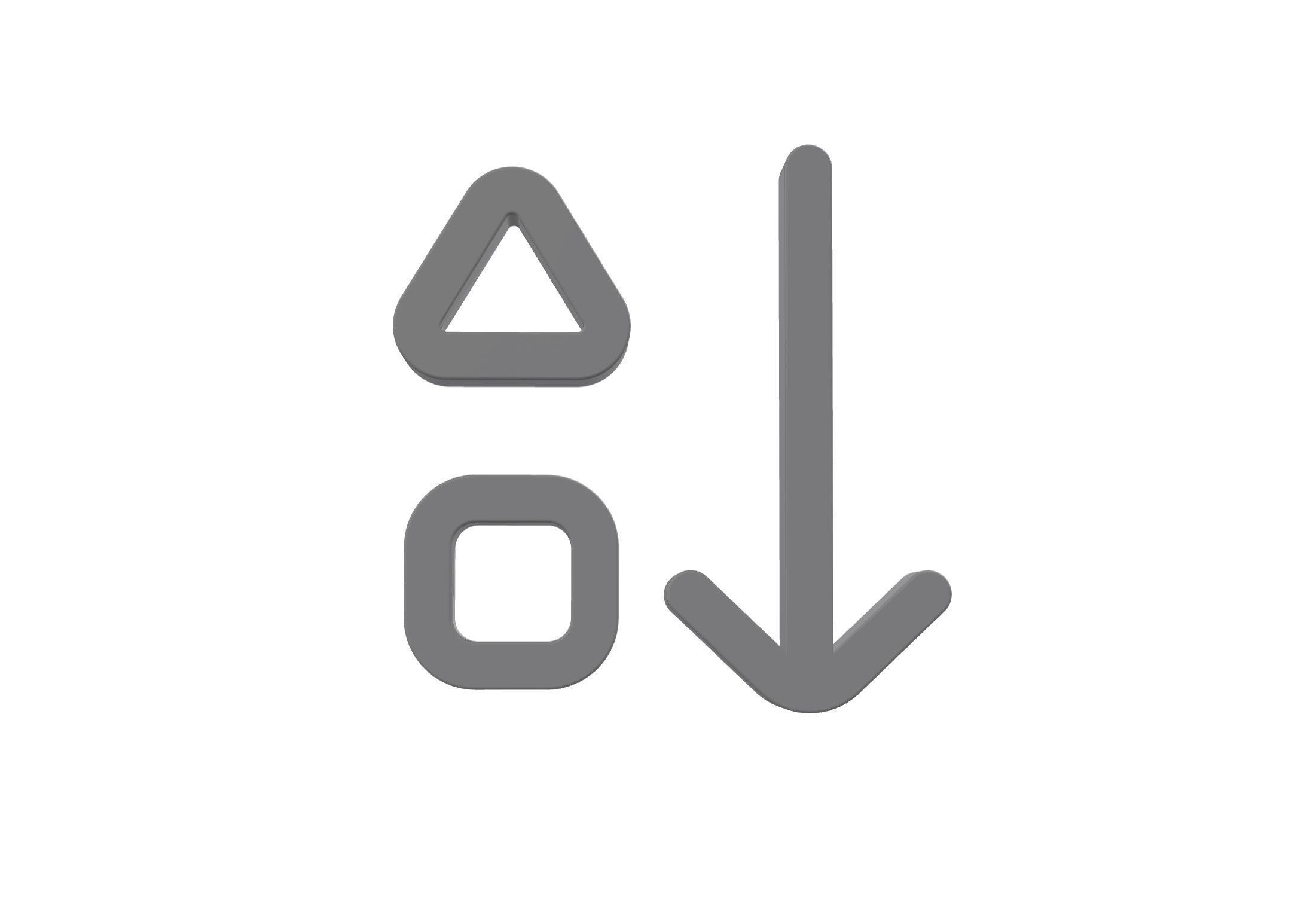 3d arrow down triangle square Low-poly 3D model_1