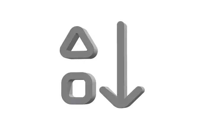 3d arrow down triangle square Low-poly 3D model