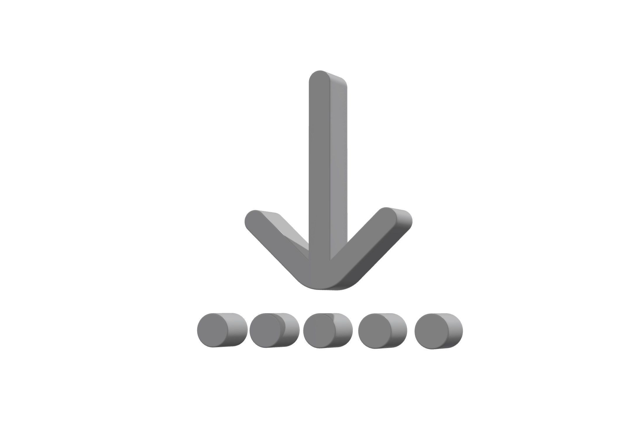 3d arrow down to dotted line Low-poly 3D model_6