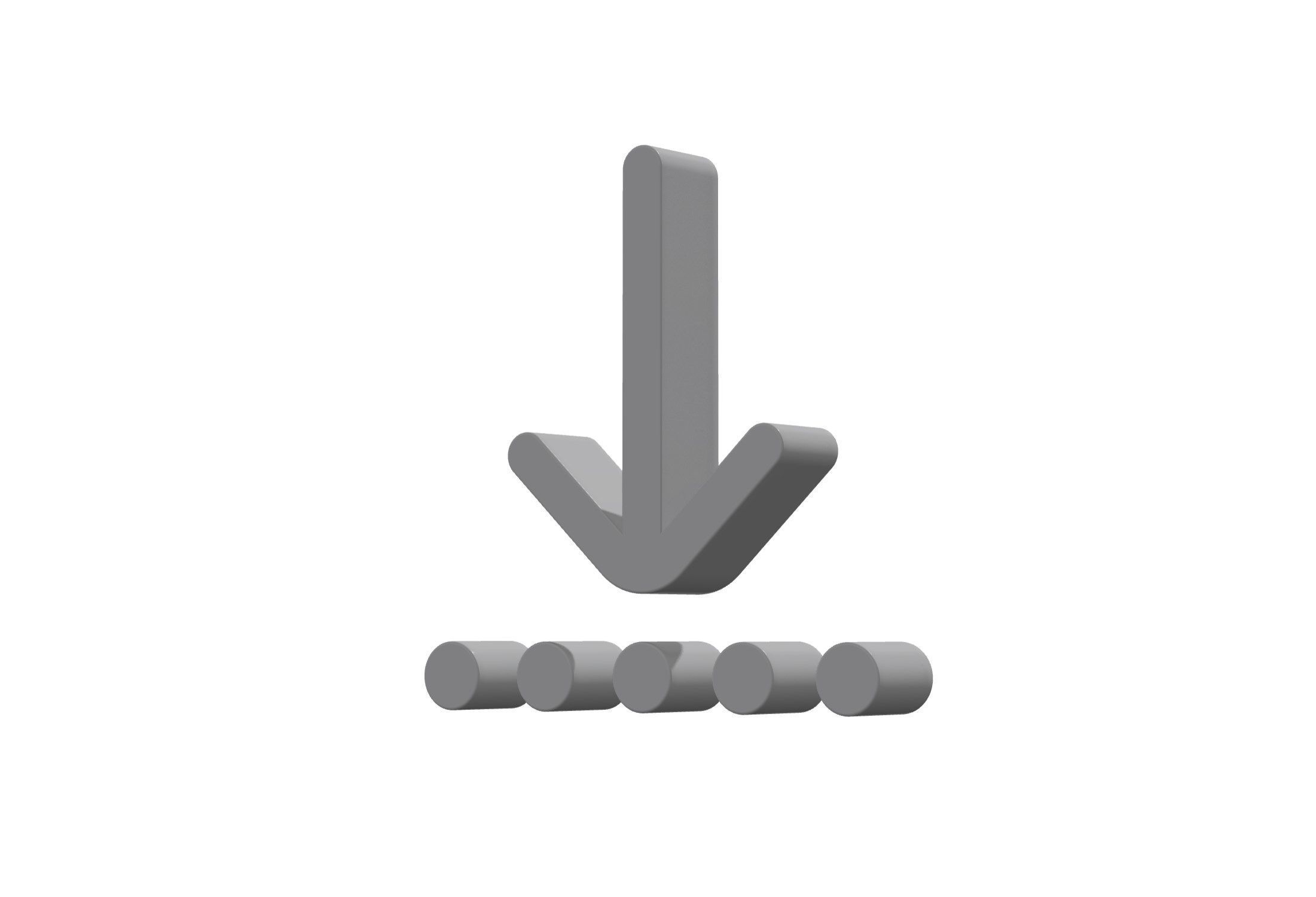 3d arrow down to dotted line Low-poly 3D model_11