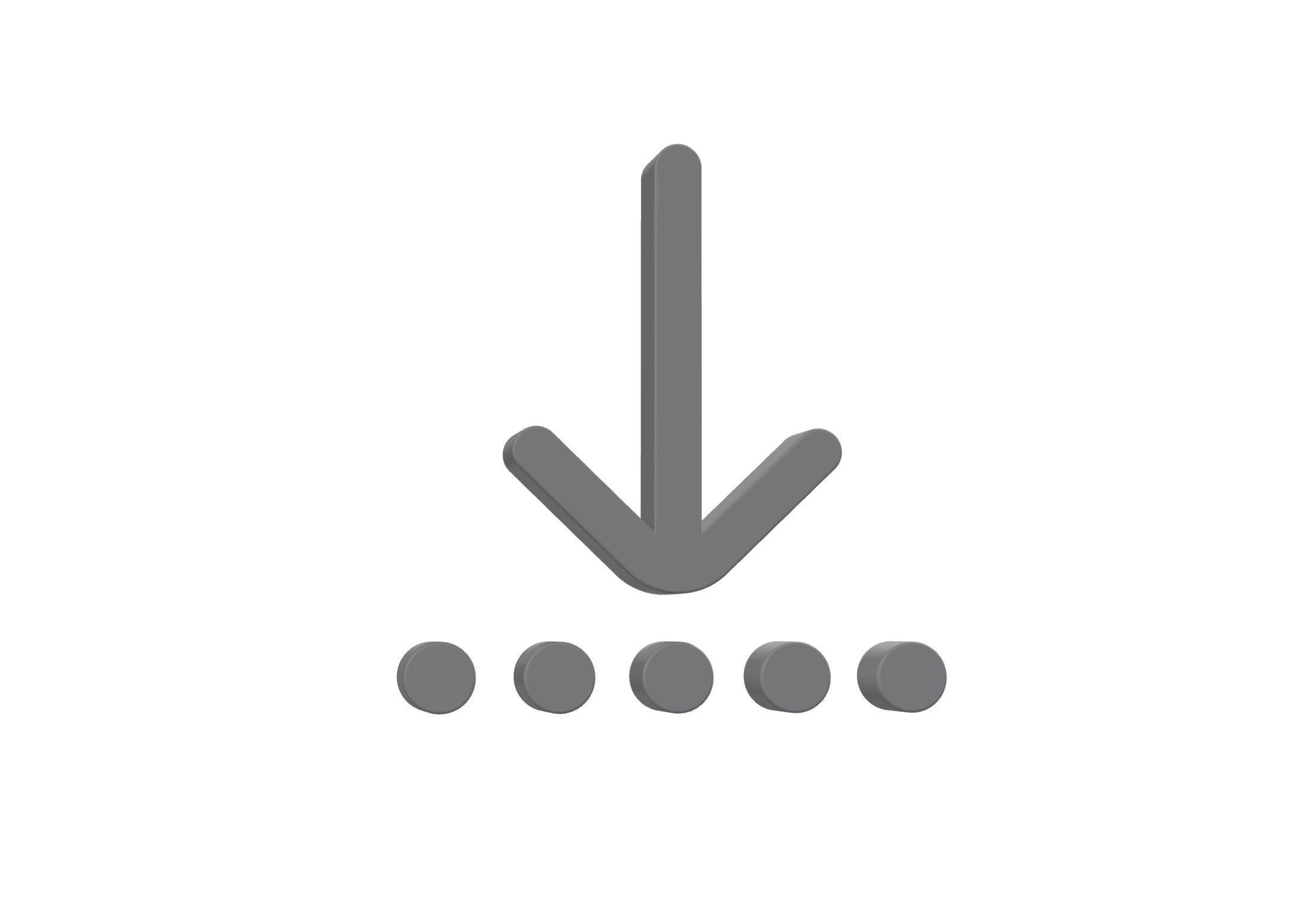 3d arrow down to dotted line Low-poly 3D model_7