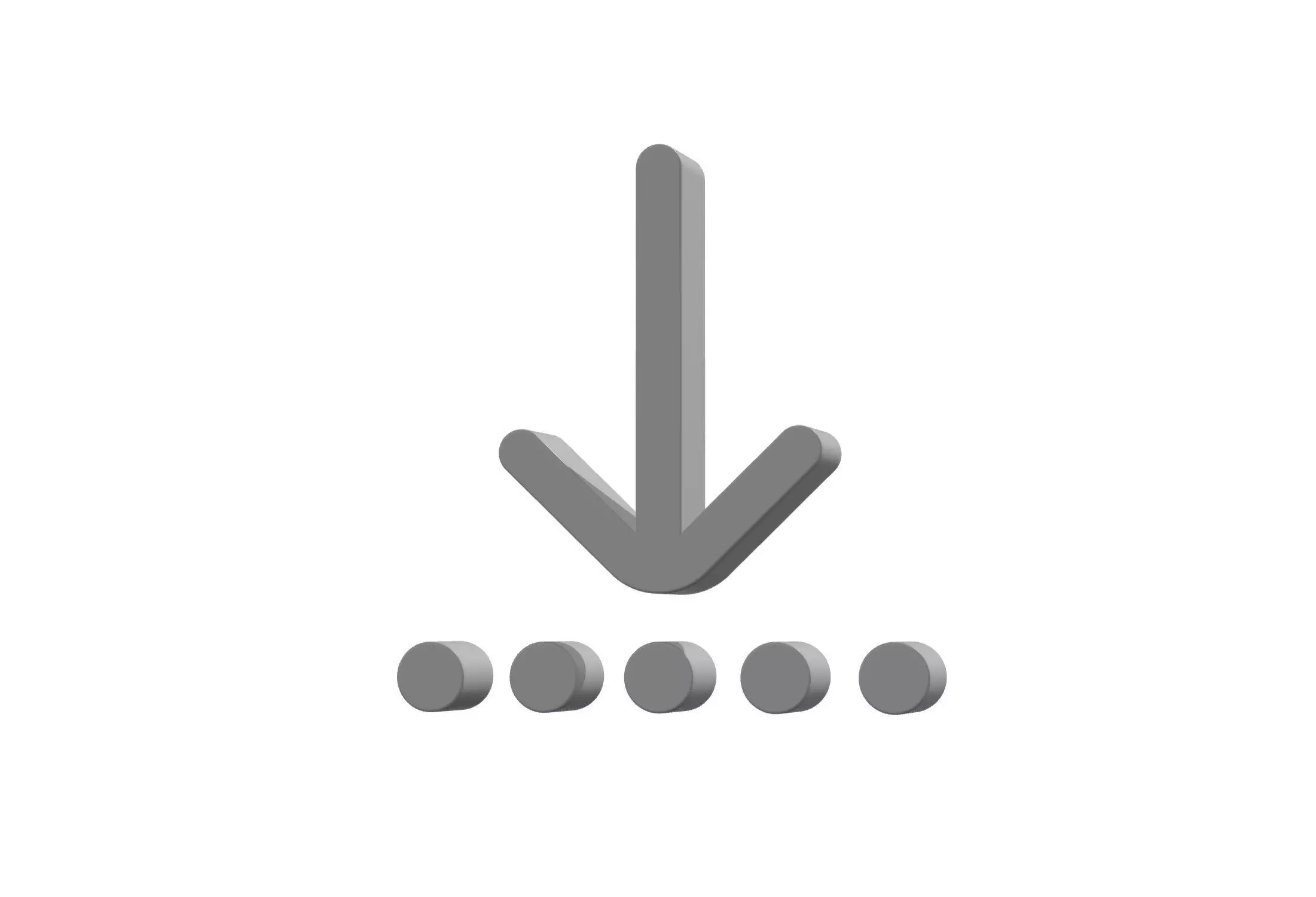 3d arrow down to dotted line Low-poly 3D model_0