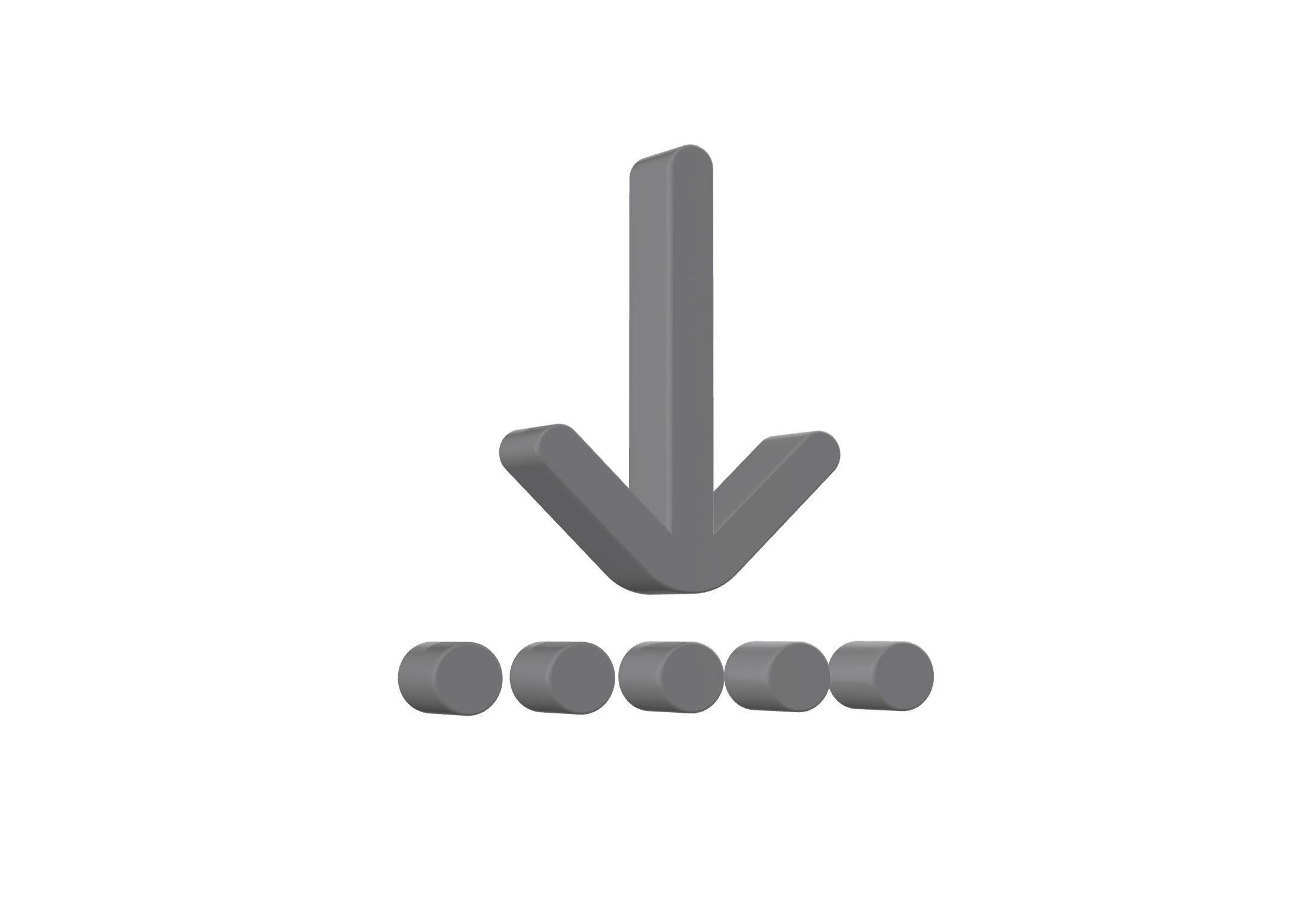 3d arrow down to dotted line Low-poly 3D model_2