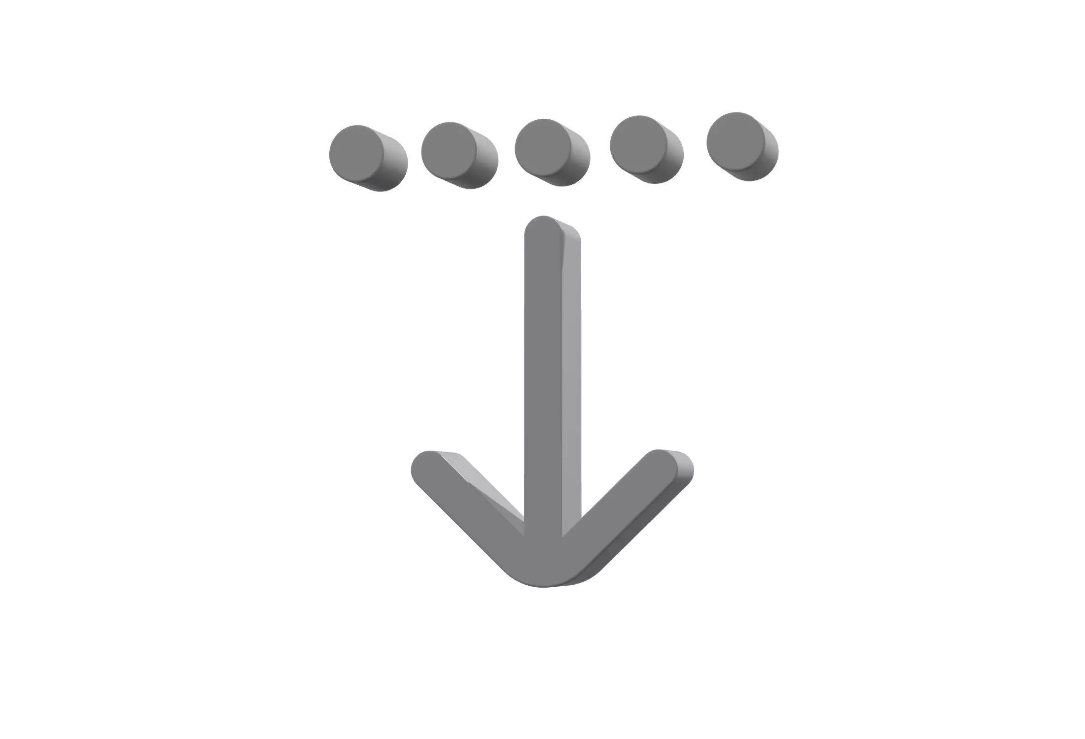 3d arrow down from dotted line Low-poly 3D model_0