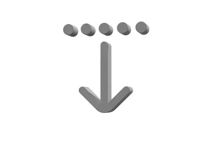 3d arrow down from dotted line Low-poly 3D model