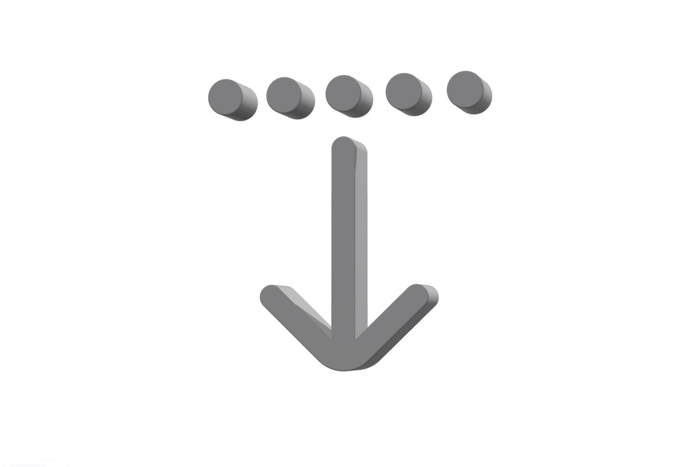 3d arrow down from dotted line Low-poly 3D model_12