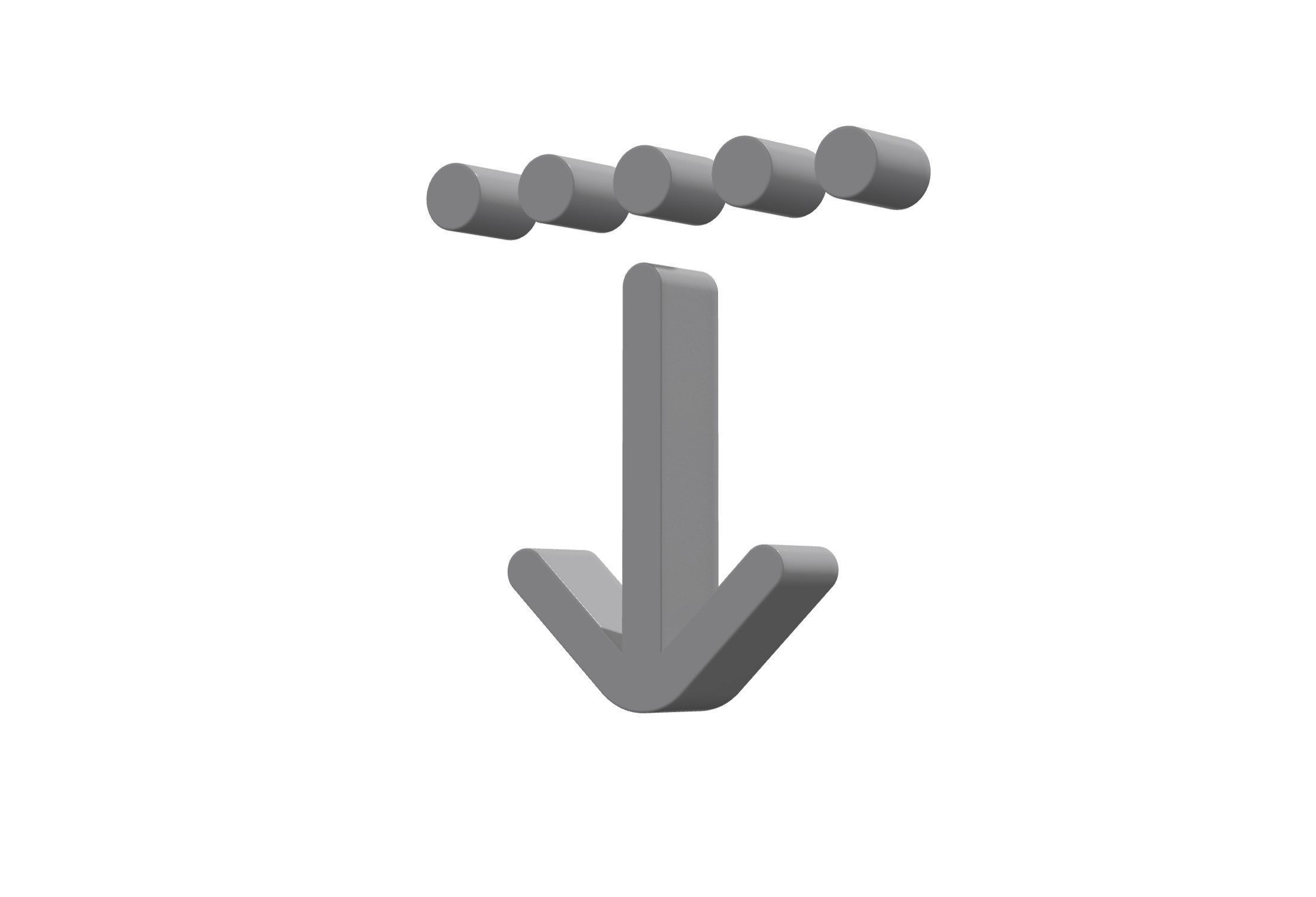 3d arrow down from dotted line Low-poly 3D model_11