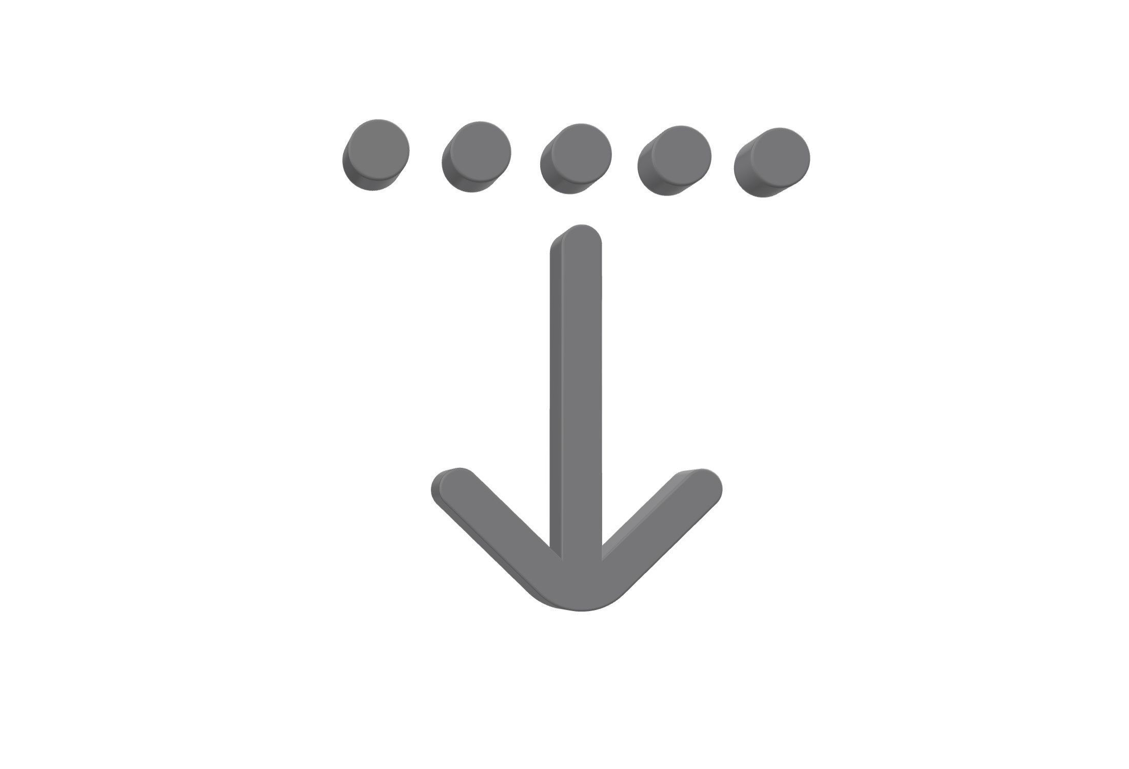 3d arrow down from dotted line Low-poly 3D model_7