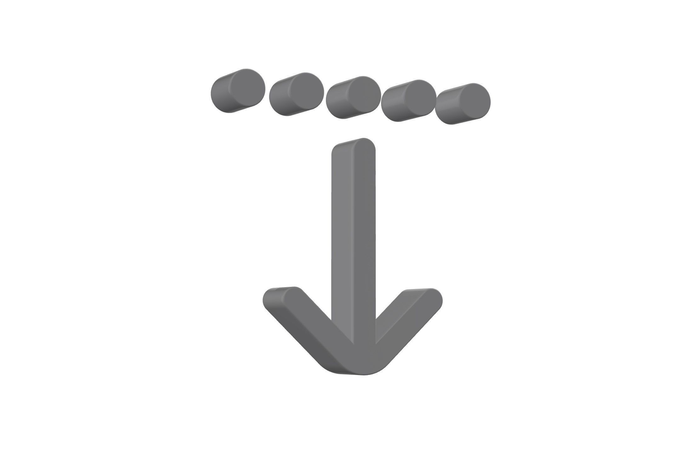 3d arrow down from dotted line Low-poly 3D model_2