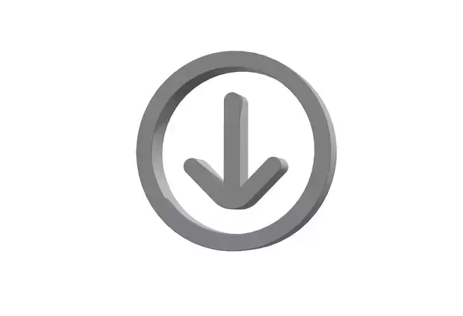 3d arrow circle down Low-poly 3D model