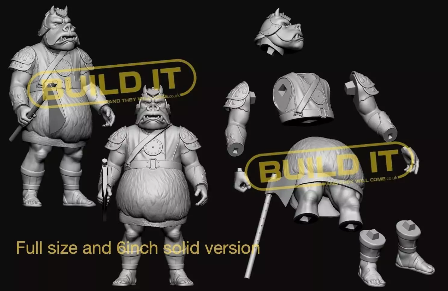 Gamorrean  guard Star Wars full size and 6inch stl vintage  3D print model_0