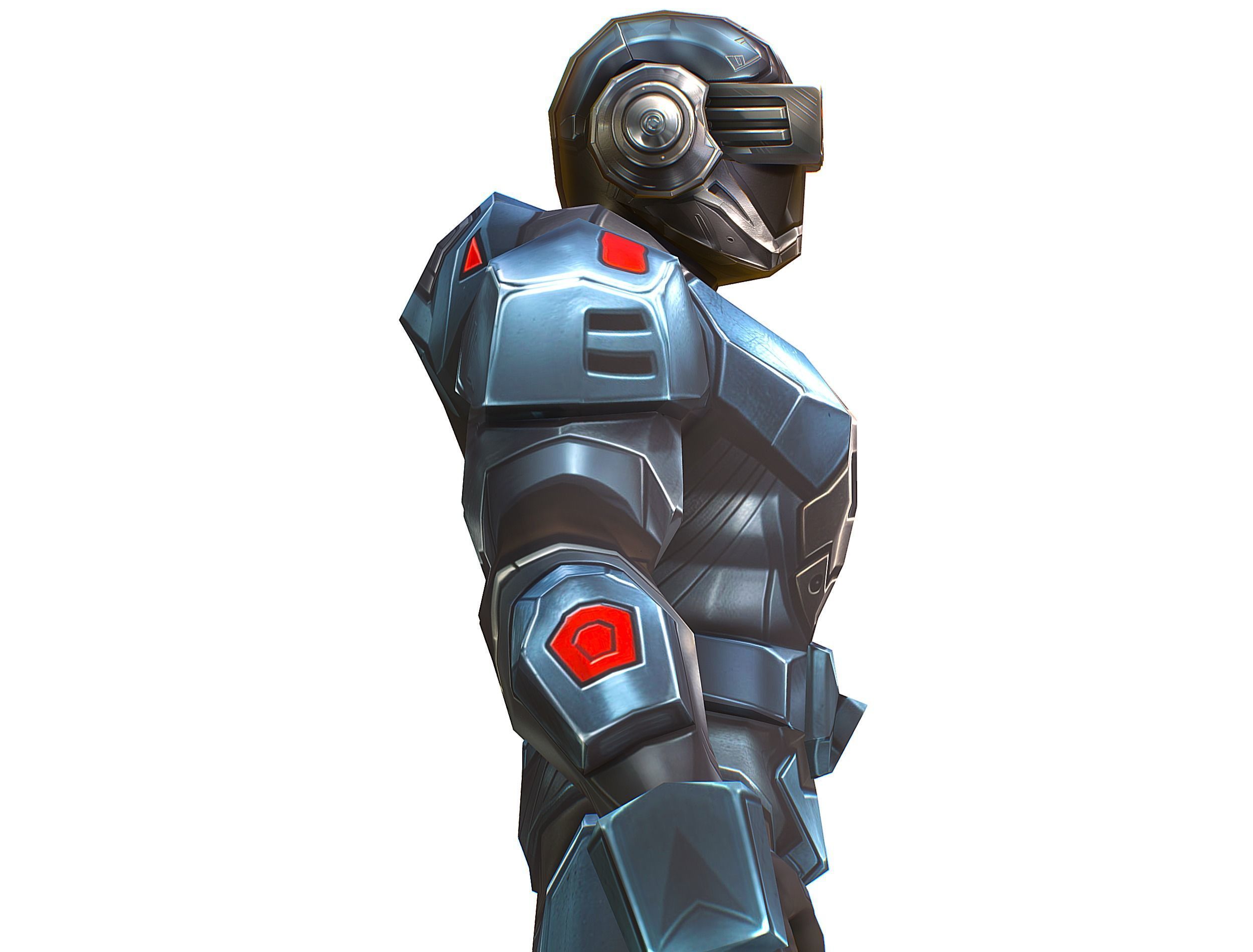 Cartoon Sci-Fi Cyborg Drone Sniper Soldier Low-poly 3D model_33