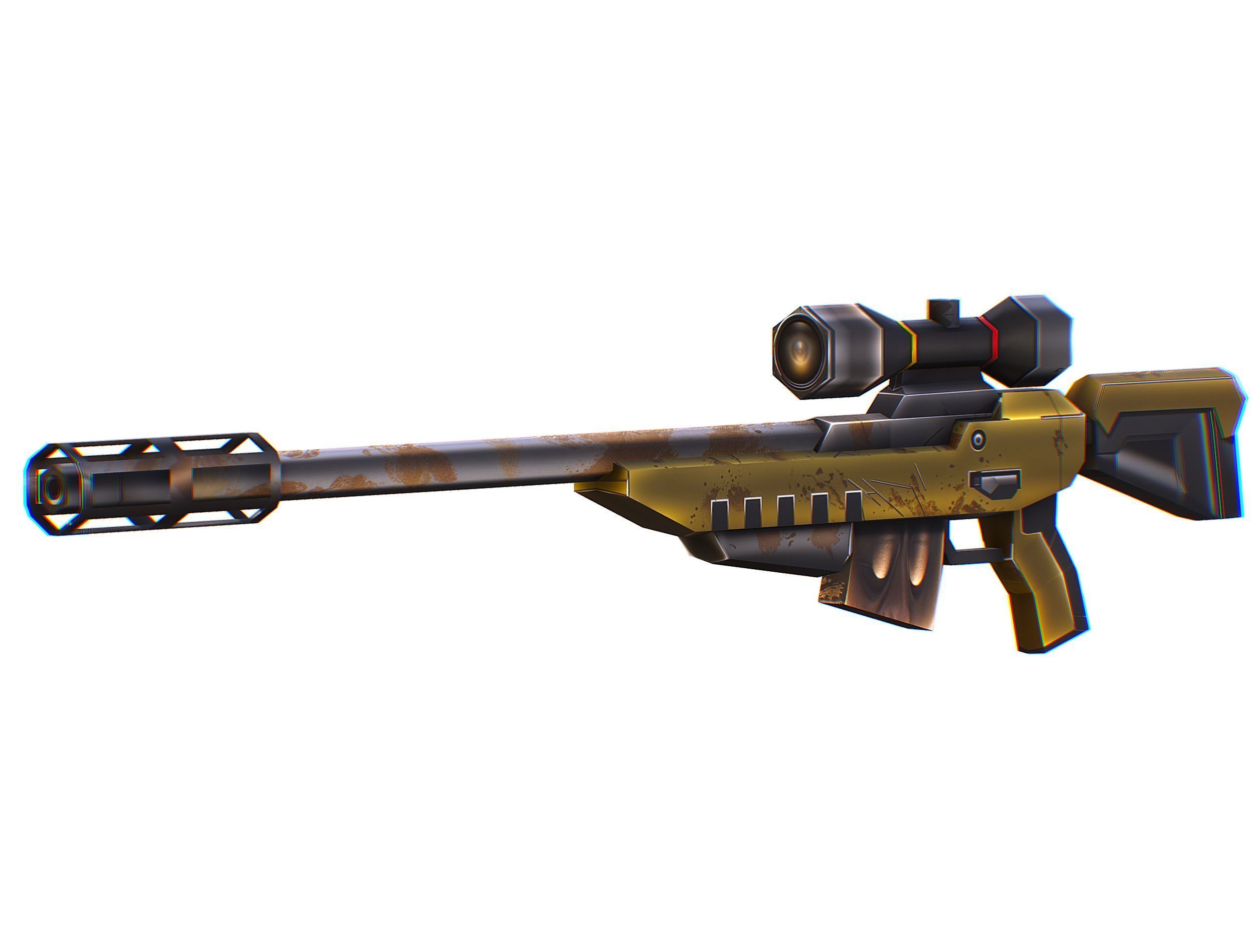 Cartoon Sci-Fi Cyborg Drone Sniper Soldier Low-poly 3D model_64