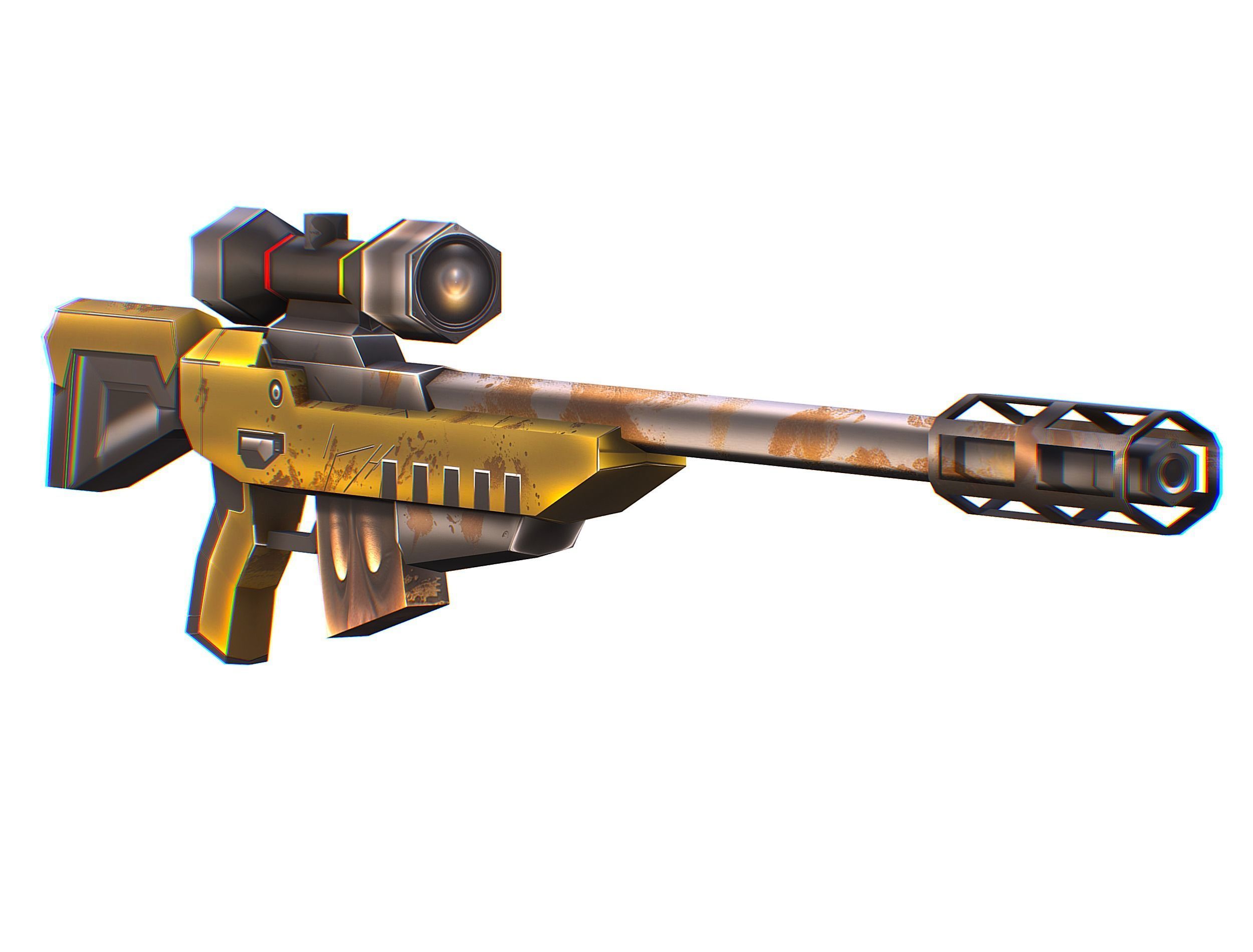 Cartoon Sci-Fi Cyborg Drone Sniper Soldier Low-poly 3D model_58